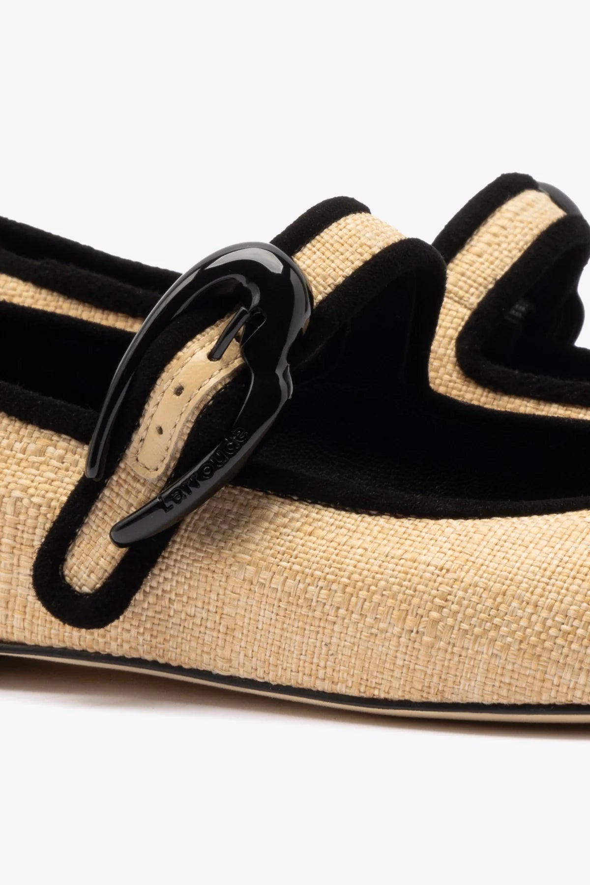 Verona Ballet Flat Shoes in Beige Raffia with Black Trimming - Comfortable Women's Loafers for Casual Wear & Office Outfits