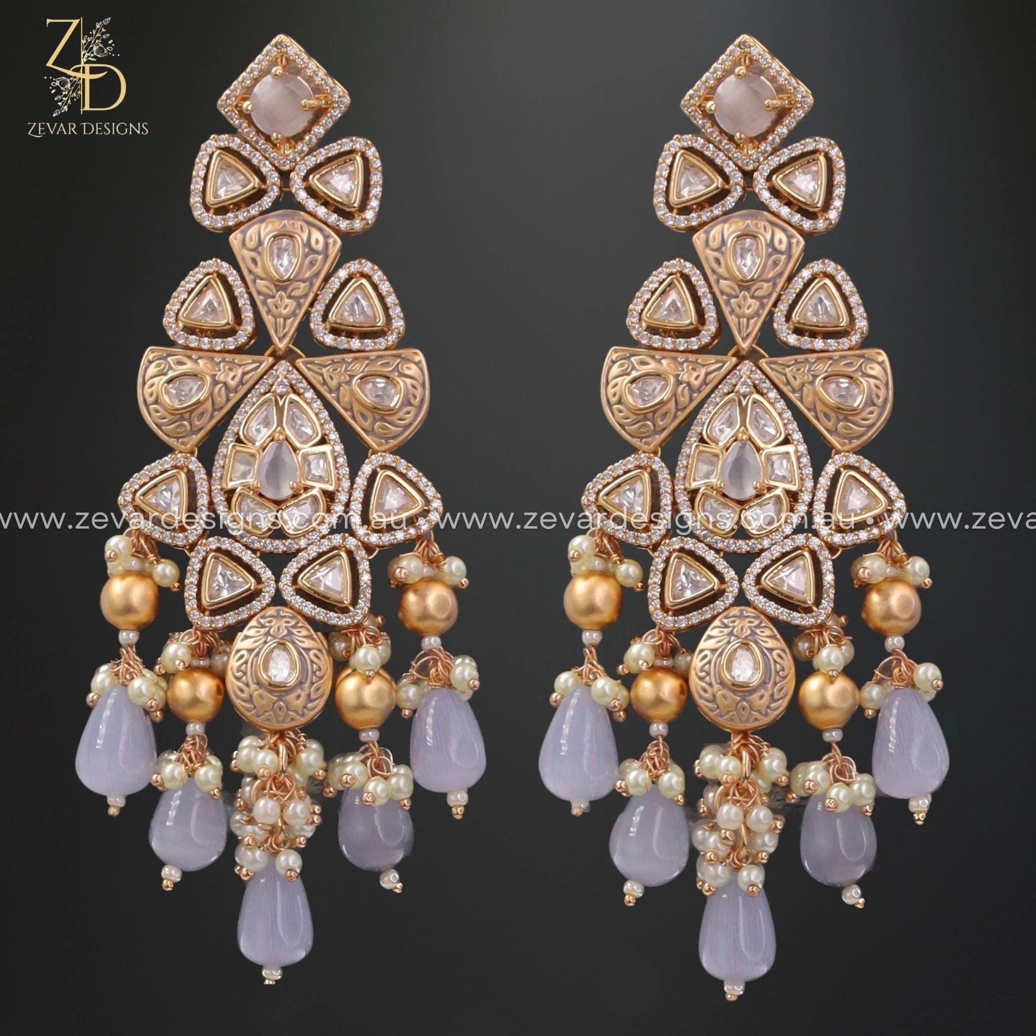 Elegant Kundan Polki Choker Set with Tikka - Grey | Traditional Indian Bridal Jewelry for Weddings & Festive Occasions