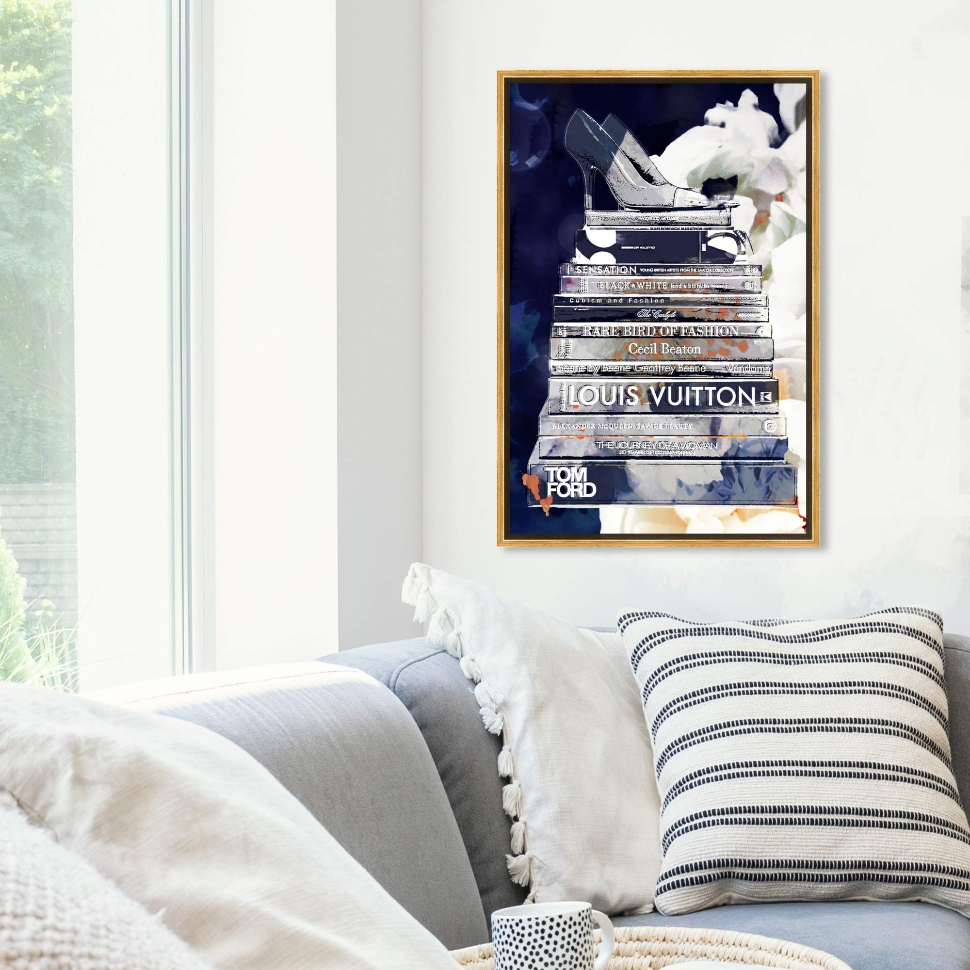 Oliver Gal Artist Co. 'Deep Thoughts' Framed Wall Art - 20x30 Inch Blue & White Canvas Prints for Home Décor | Perfect for Living Room, Bedroom & Office Decorations
