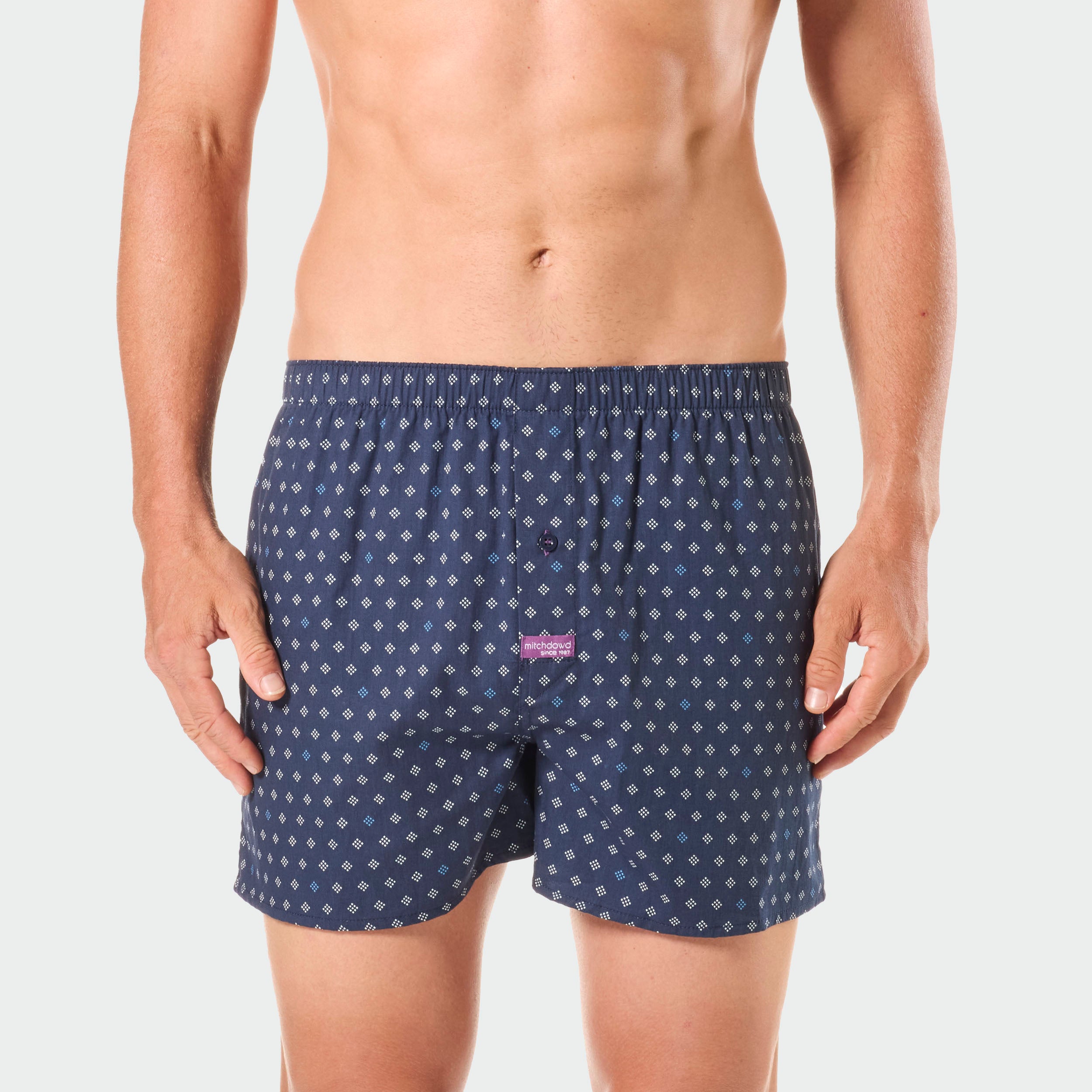 Men's Fun Cotton Boxer Shorts 5-Pack - Soft Breathable Underwear for Daily Comfort & Lounge Wear - Blue
