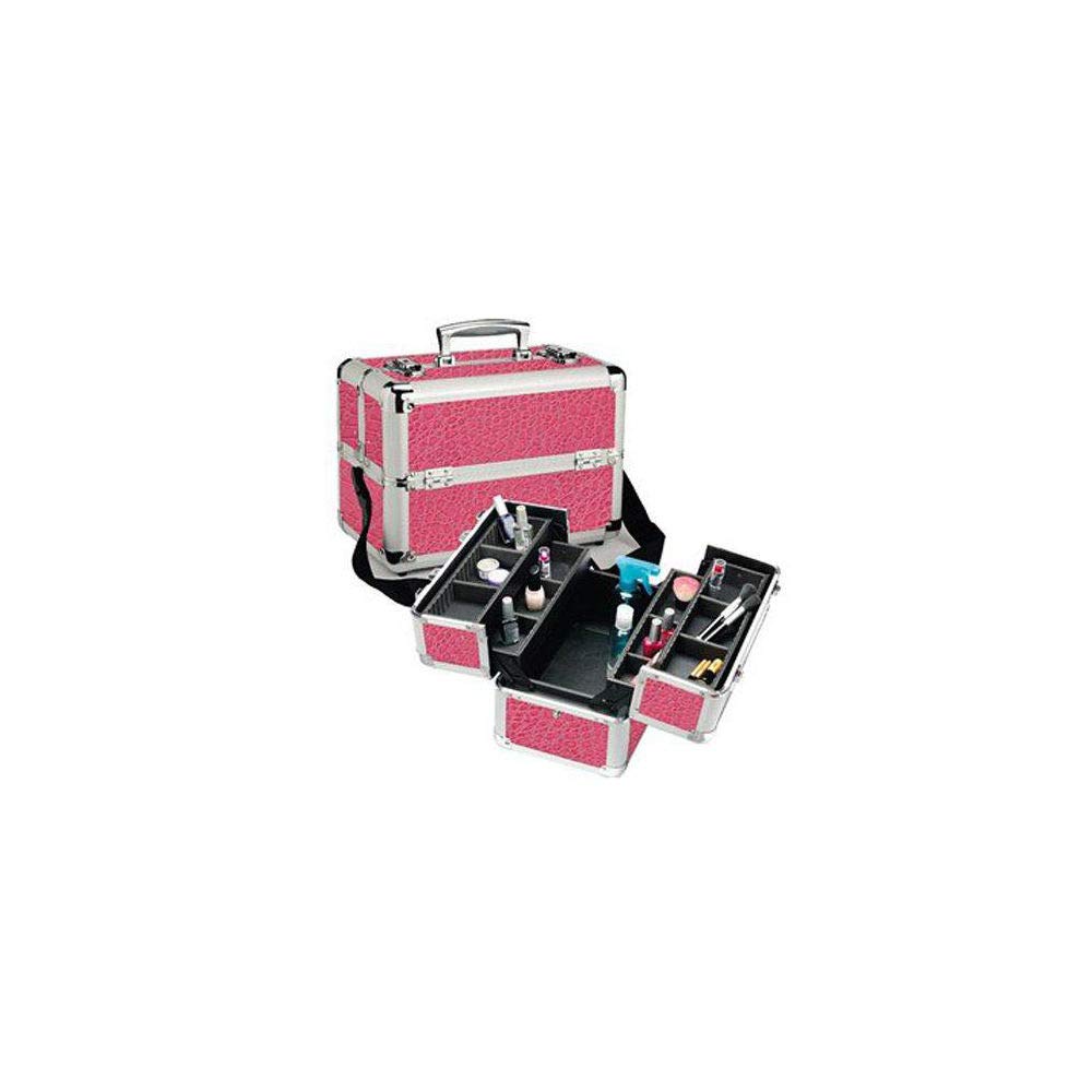 Pink Croc Pro Makeup Case TS-92PG - Waterproof Cosmetic Organizer for Travel & Salon Use
