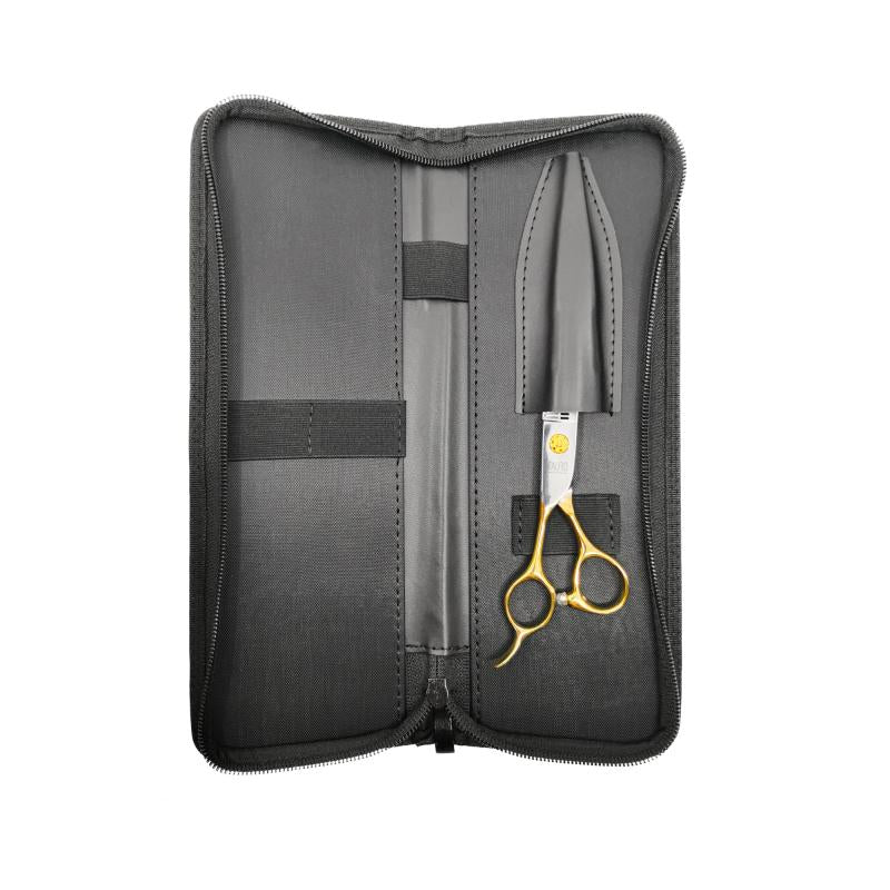 Tauro Pro Line Janita Left-Handed Stainless Steel Thinning Scissors - Ergonomic Handle, Ultra Sharp Blades for Hair Cutting & Styling - Golden Handles for Salon & Home Use