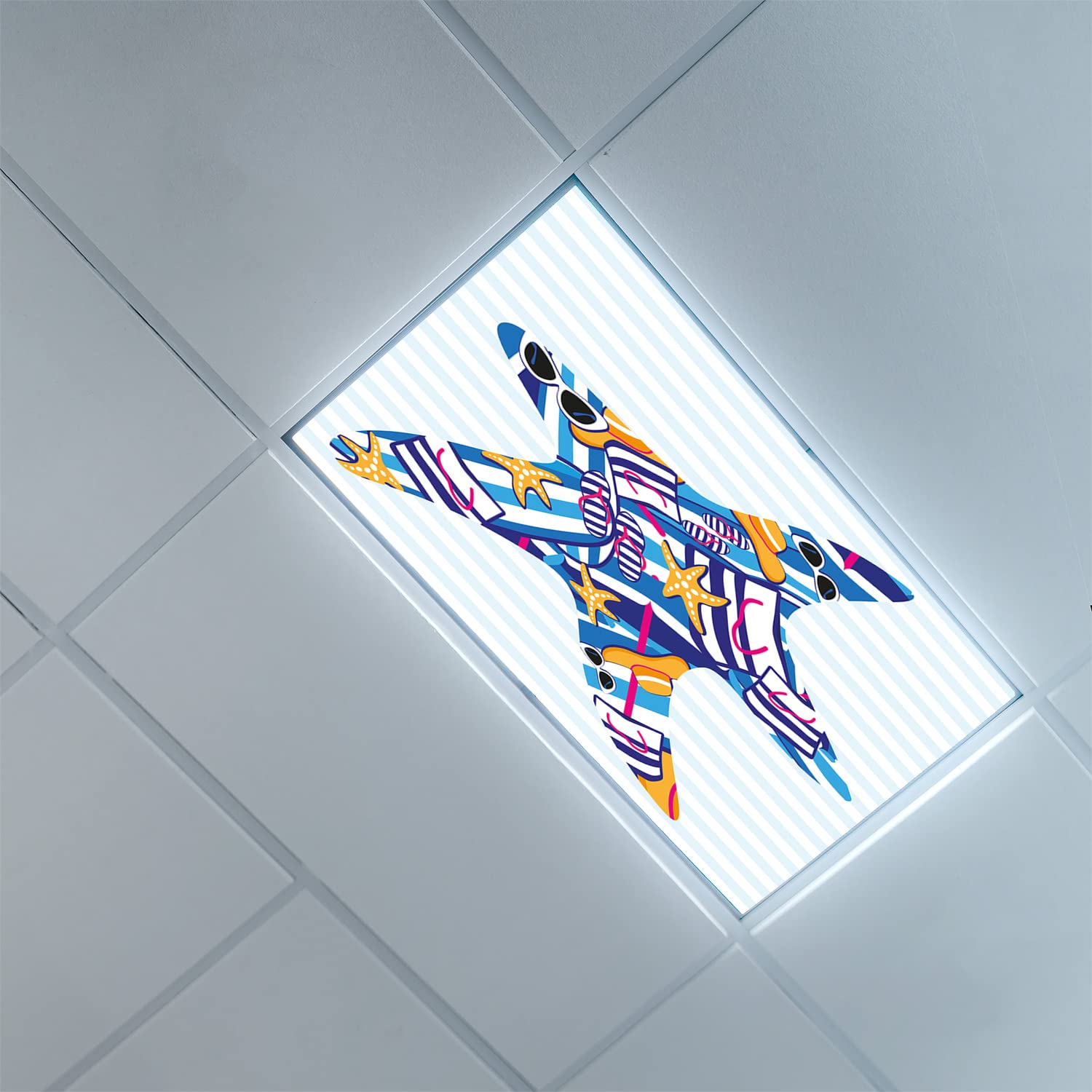 Starfish Pattern Fluorescent Light Covers - 2ft x 4ft Drop Ceiling Light Diffuser Panels for Classroom & Office - Decorative Multicolor Ceiling Light Covers - Perfect for Schools, Hospitals, and Commercial Spaces