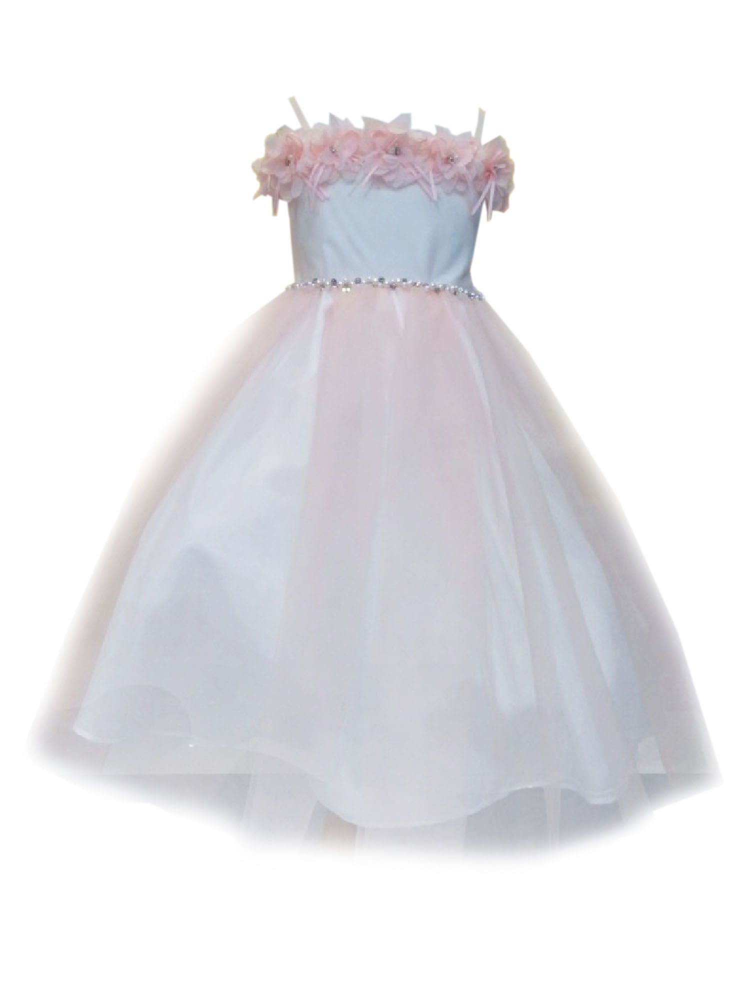 Big Girls Blush Floral Off Shoulder Tulle Junior Bridesmaid Dress Size 8-16 | Elegant Flower Girl Gown for Weddings, Parties & Special Occasions