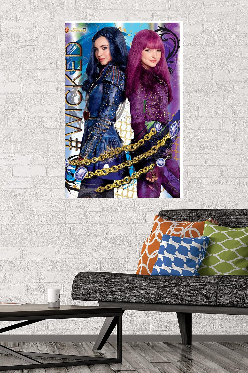 Disney Descendants 2 Wicked Wall Poster 22.375x34 Inches - Premium Movie Poster & Mount Bundle for Kids Room Decor, Teen Bedroom, Disney Fan Collection