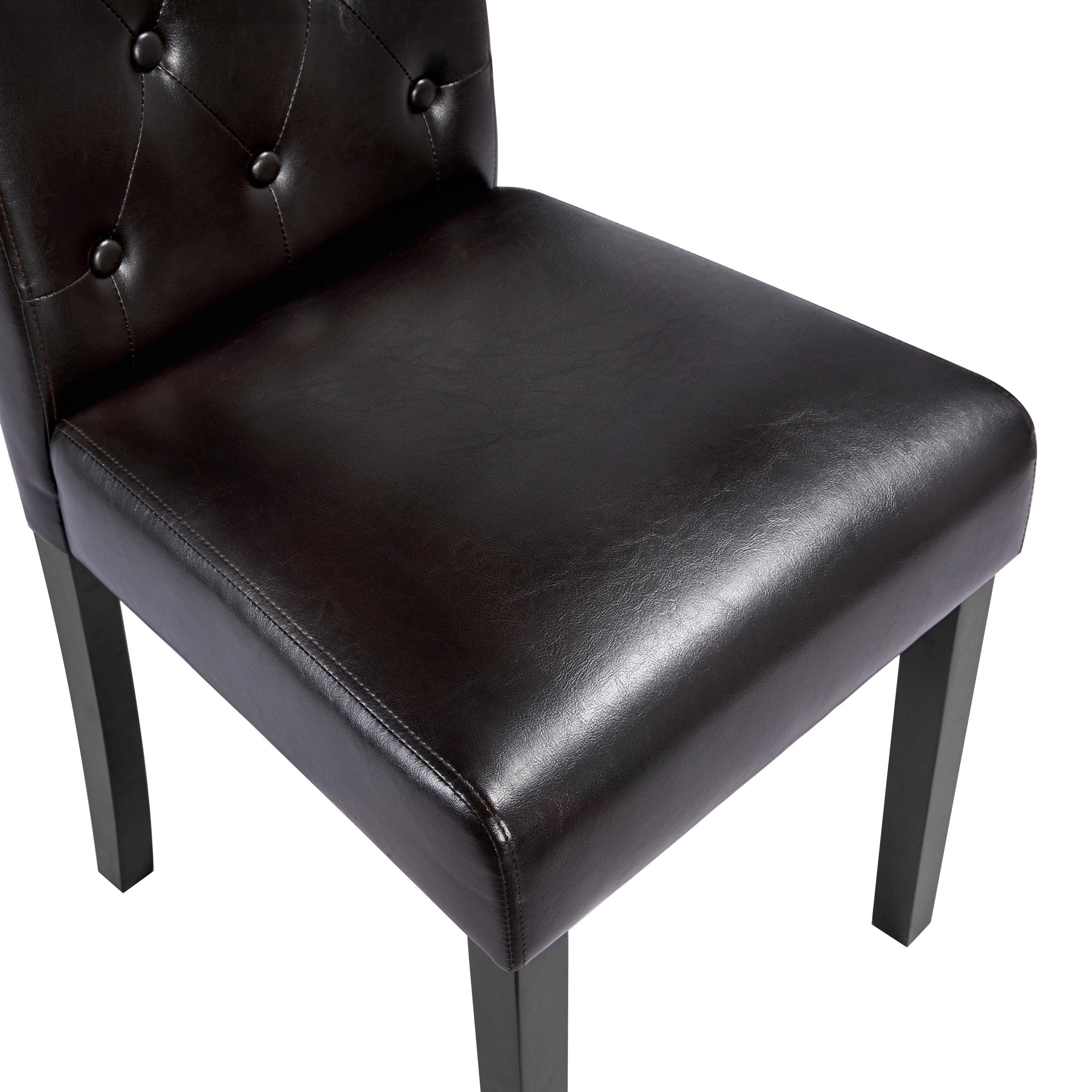 Yaheetech 4-Piece Modern Dining Chair Set with Faux Leather Upholstery, Solid Wood Legs, and Button-Tufted Backrest for Kitchen, Dining Room, and Home Office Use