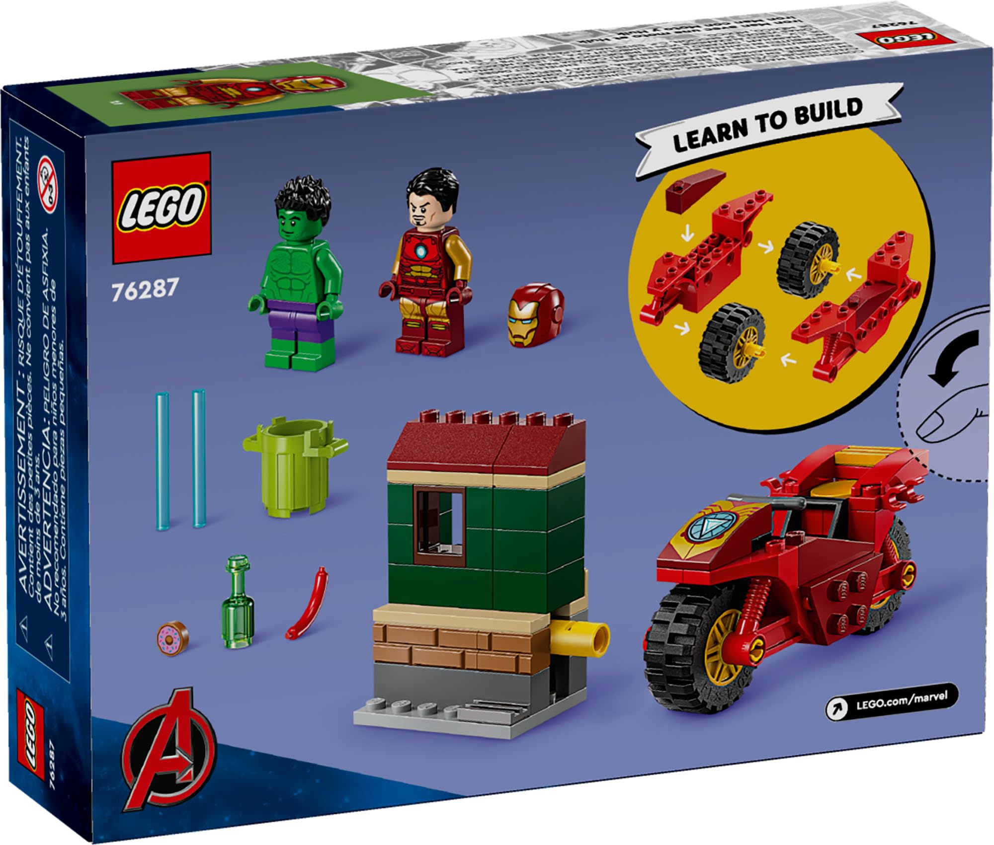 LEGO Marvel Iron Man & Hulk Building Set with Motorcycle Toy - 2 Minifigures, Easy Build Superhero Playset for Kids Ages 4+ (76287) - Perfect Gift for Birthday & Christmas | Superhero Role Play & Collectible Display