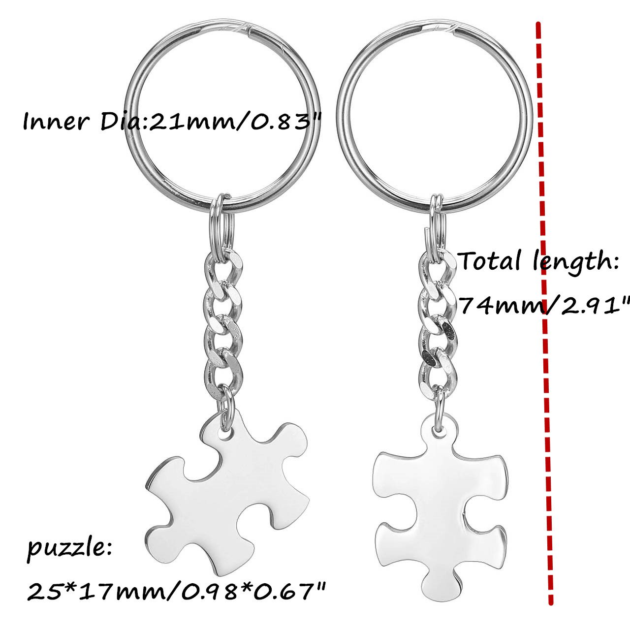 Personalized Engraved Couple Necklaces & Keychains - His and Hers Matching Puzzle Dog Tag Pendants with Gift Box - Romantic Anniversary Gifts for Couples, Valentine's Day, Wedding, Engagement