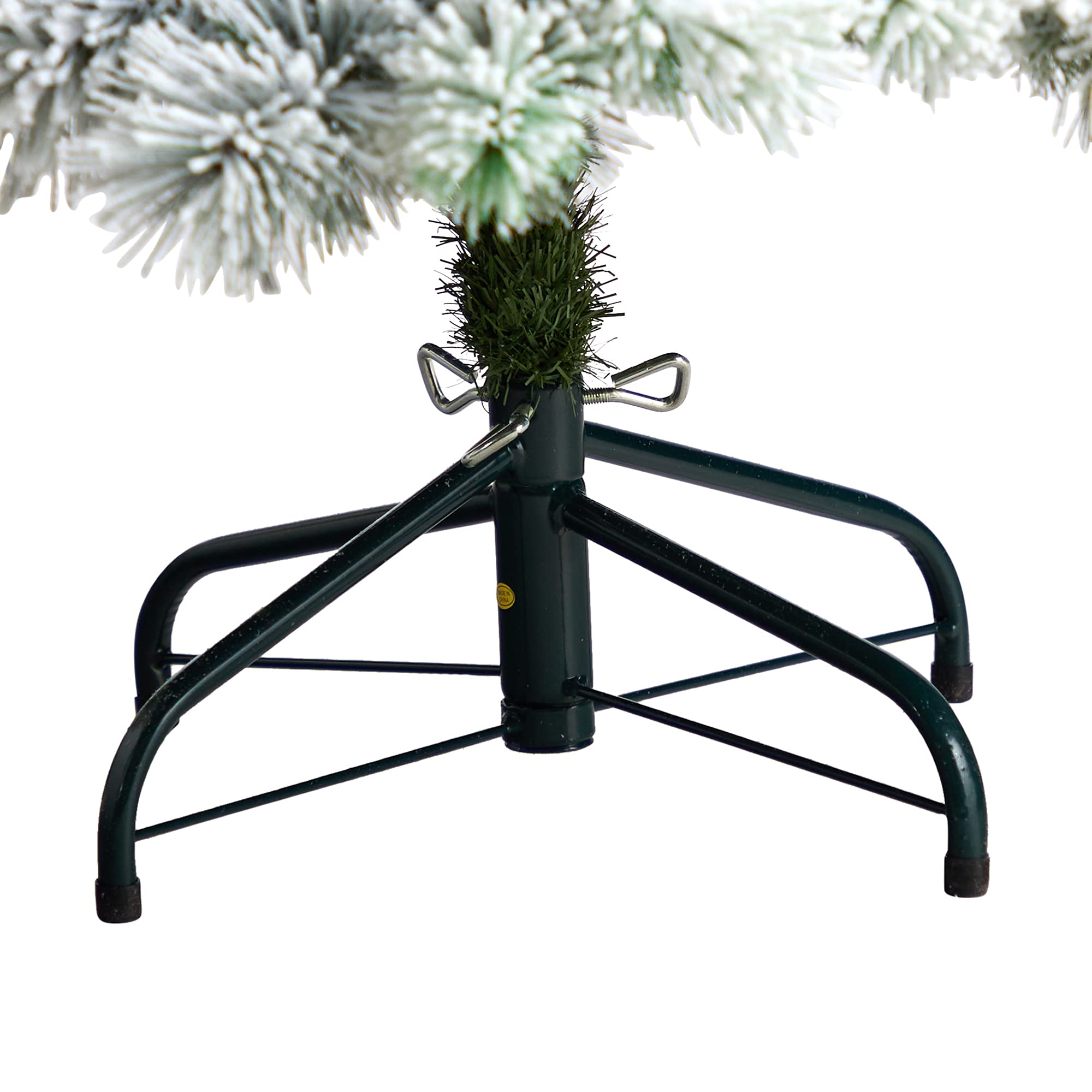 Nearly Natural 5ft Flocked Oregon Pine Artificial Christmas Tree with 200 Clear Lights & 347 Bendable Branches | Perfect for Home, Office, and Holiday Decorations
