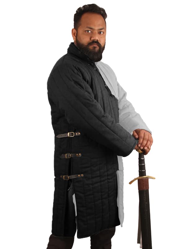 THE MEDIEVALS Medieval Thick Padded Gambeson Coat - Full Sleeves Aketon Jacket Armor for LARP, Cosplay & Historical Reenactment | Authentic Battle-Ready Protection
