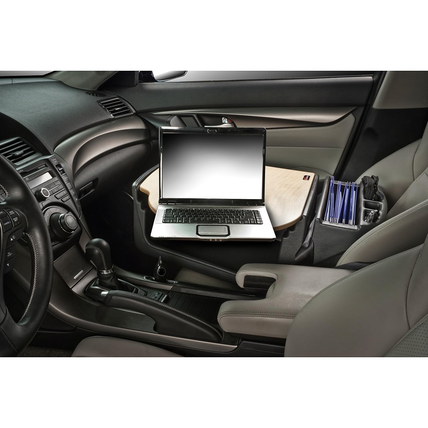 AutoExec AUE25000 Efficiency FileMaster Car Desk - Premium Birch Finish Organizer for Office, Home & Vehicle Use - Perfect for Business Professionals & Remote Workers