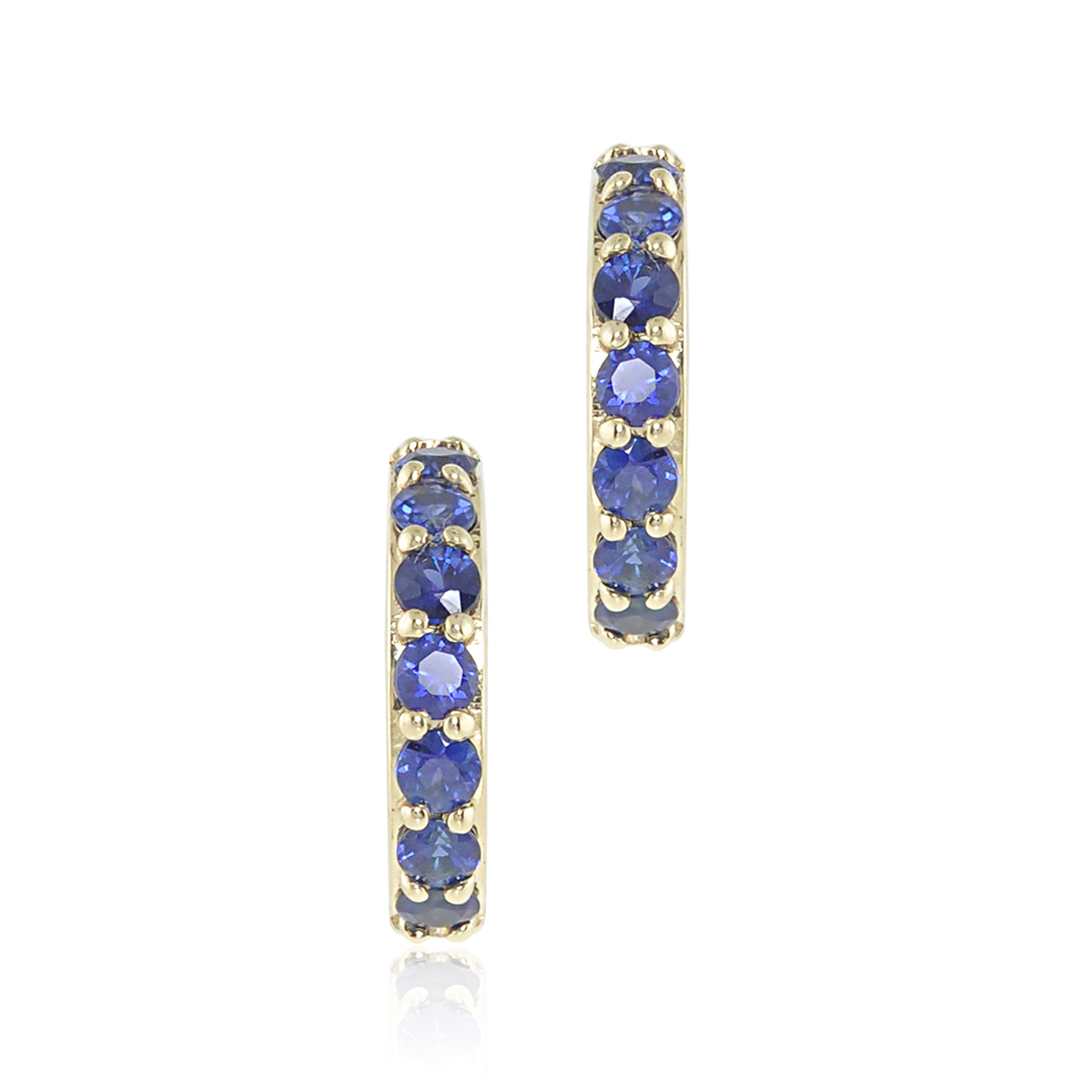 Sapphire Huggie Hoop Earrings for Women - 14K Gold Plated Small Huggie Earrings for Daily Wear, Gift Giving & Special Occasions