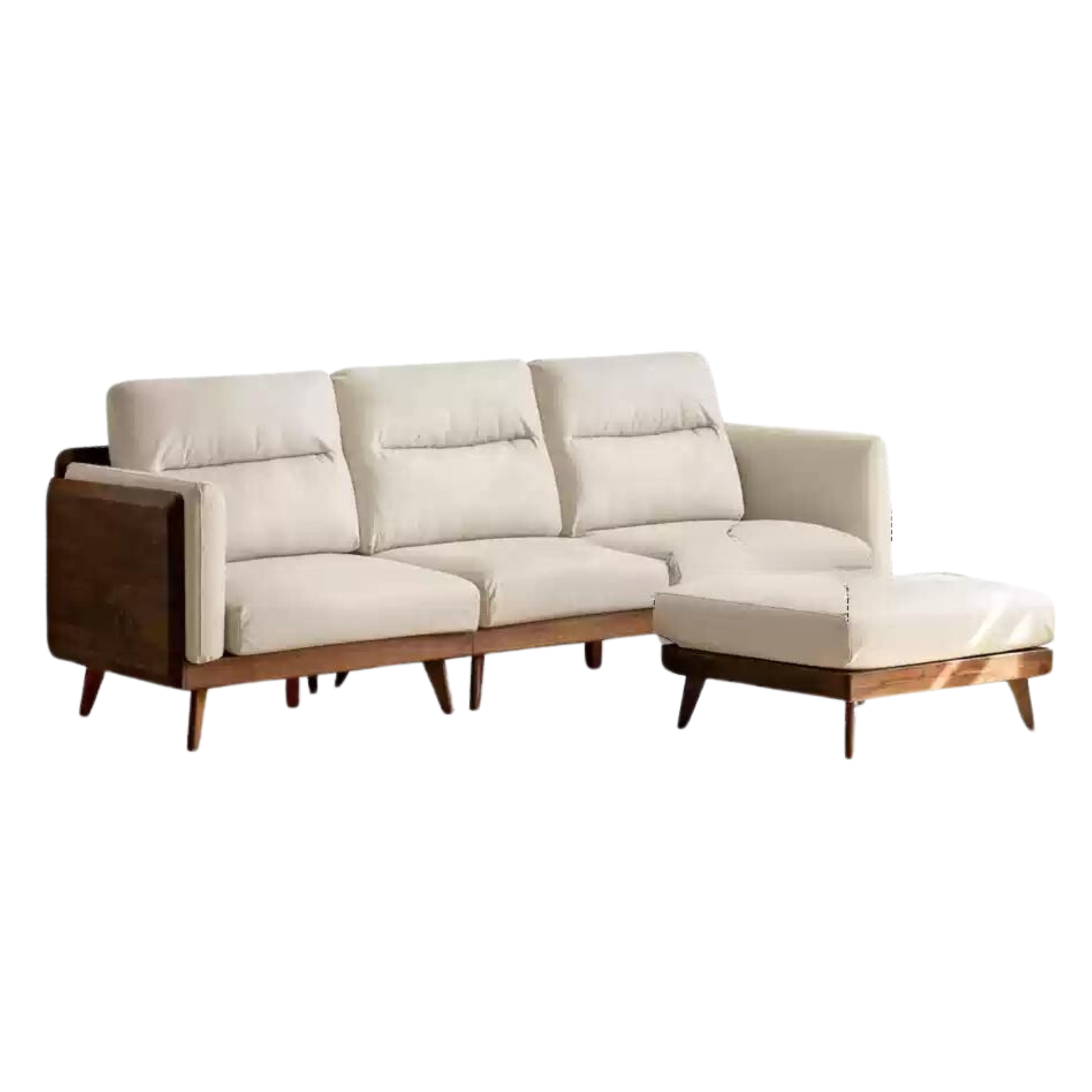 Premium Black Walnut Solid Wood Sofa with High-Tech Fabric Upholstery - Modern Living Room Furniture for Home & Office Comfort