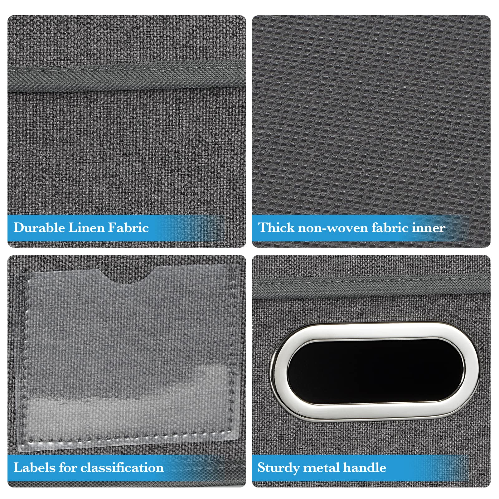 Large Foldable Fabric Storage Bins with Lids & Handles - Grey Closet Organizer for Bedroom, Living Room & Office - Perfect for Seasonal Clothes, Toys & Home Organization