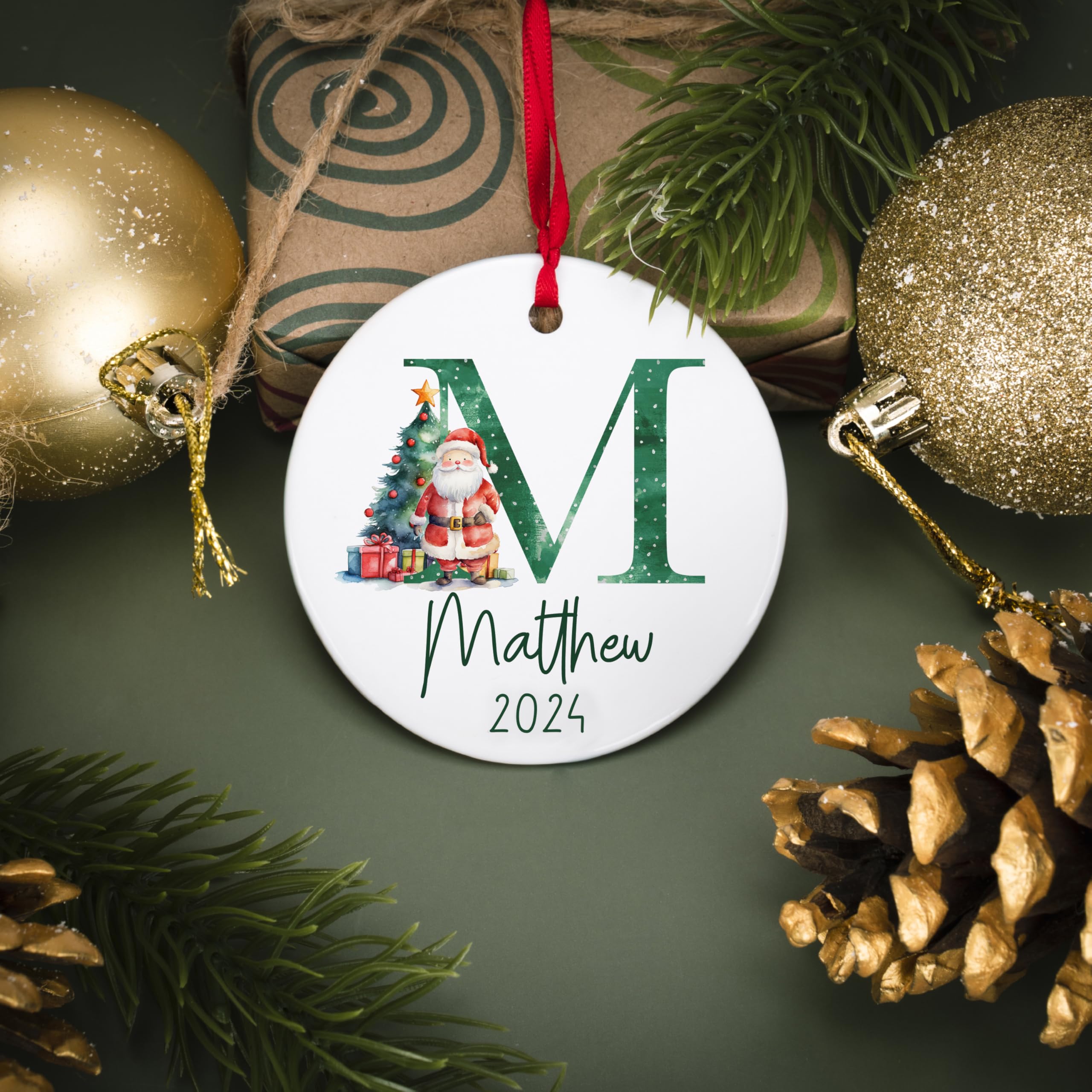 Personalized Christmas Initial Ornament with Name - 3 Custom Designs - Unique Holiday Hanging Decor for Kids - Perfect Gift for Tree Decorating & Family Celebrations