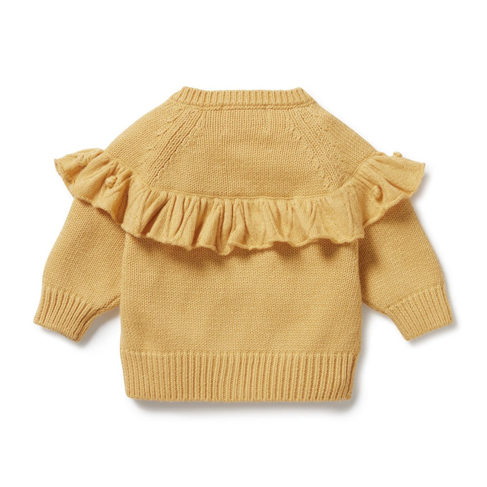 Stylish Dijon Knitted Ruffle Cardigan for Women - Cozy Fall & Winter Sweater - Perfect for Office, Dates & Casual Outings