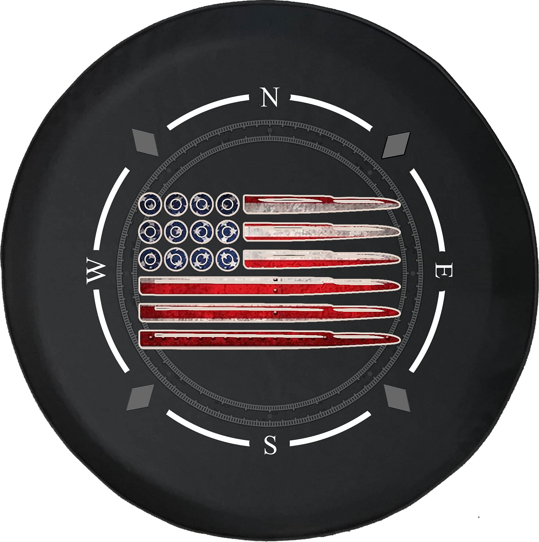 American Flag Spare Tire Cover with Compass Design - Universal Fit for SUV, Trailer, RV & Most Vehicles - Waterproof & Durable Wheel Accessory for Outdoor Adventures & Road Trips