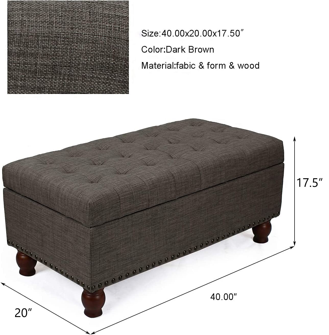 Storage Ottoman Bench with Wooden Legs - Upholstered Rectangle Storage Seat for Bedroom & Living Room | End of Bed Storage Bench, Multi-Functional Furniture for Home Organization & Extra Seating