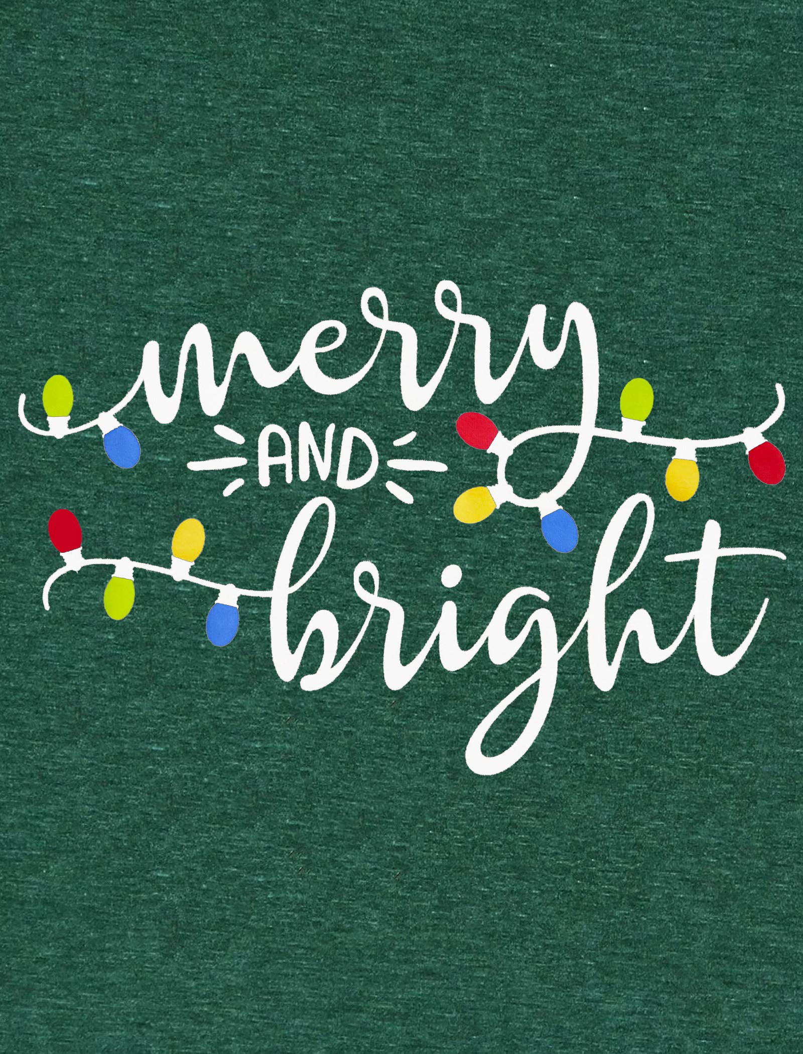 Women's Christmas Shirts - Merry and Bright Holiday T-Shirt with Christmas Lights Design | Casual Winter Party, Family Gathering & Festive Outfit