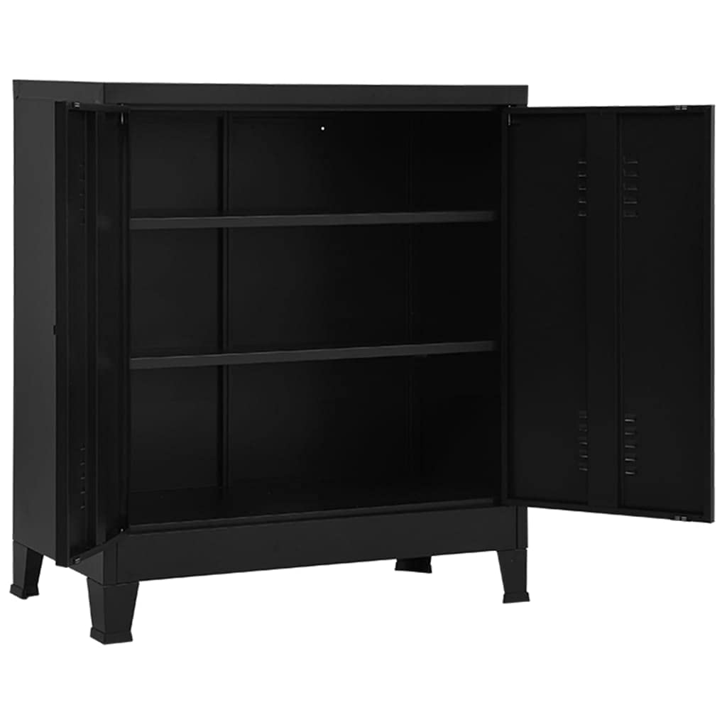 CHARMMA 2-Drawer Metal File Cabinet with Adjustable Shelves & 4 Vents - Vertical Storage Cabinet for Hanging Files, Home & Office Organization (Black) - Perfect for Document Storage, Office Supplies & Workspace Organization