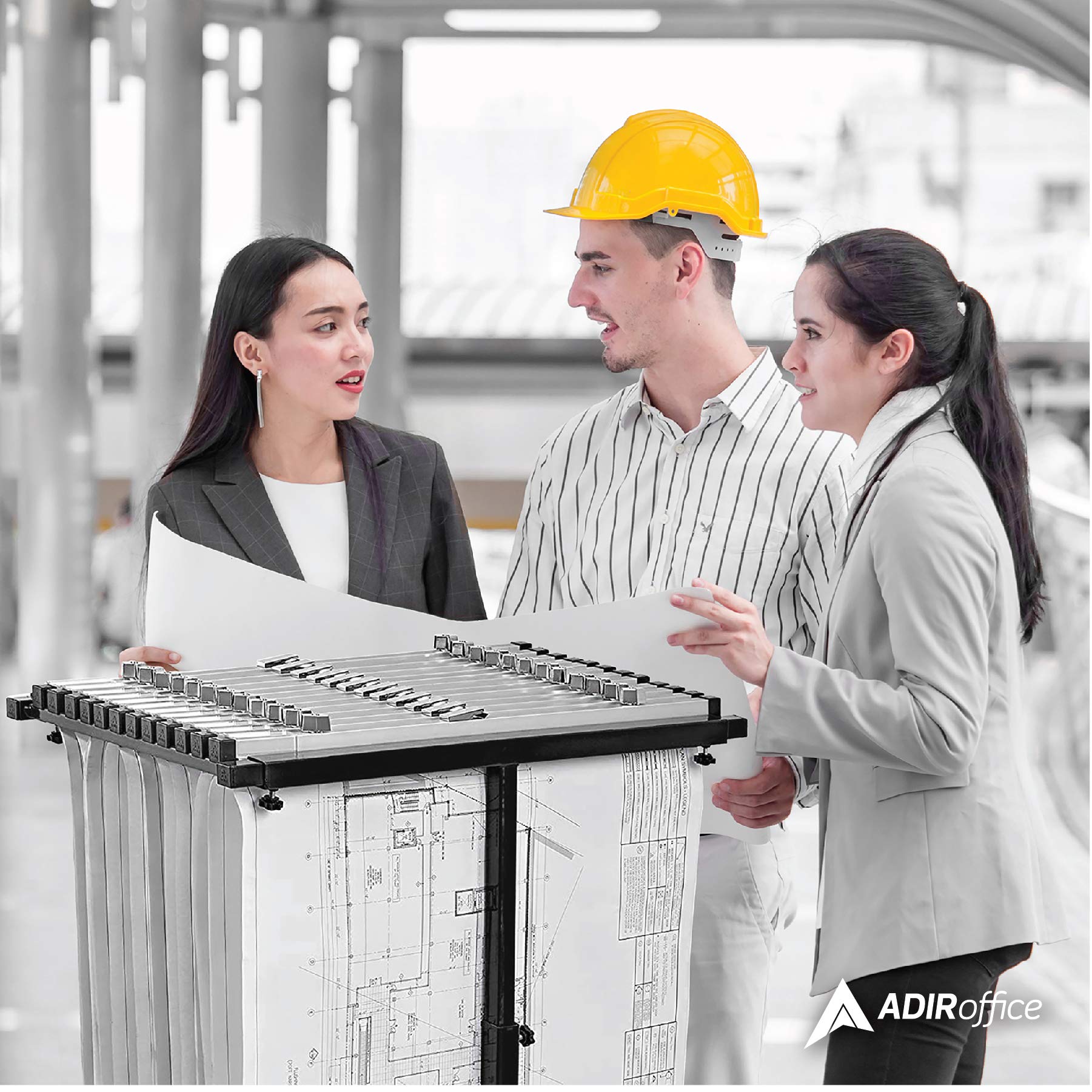 Adir Mobile Blueprint Holder - Adjustable Blueprint Storage Organizer & Construction Plan Rack for Jobsite, Office, and Home Use - Perfect for Architects, Engineers, and Contractors (Without Clamps)