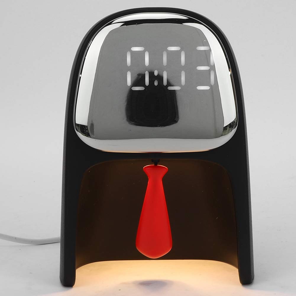 Biitfuu Smart LED Digital Alarm Clock with Voice Control & Night Light - Silent, Stylish Gentleman Mask Design (Black) - Perfect for Bedroom, Office, and Travel Use