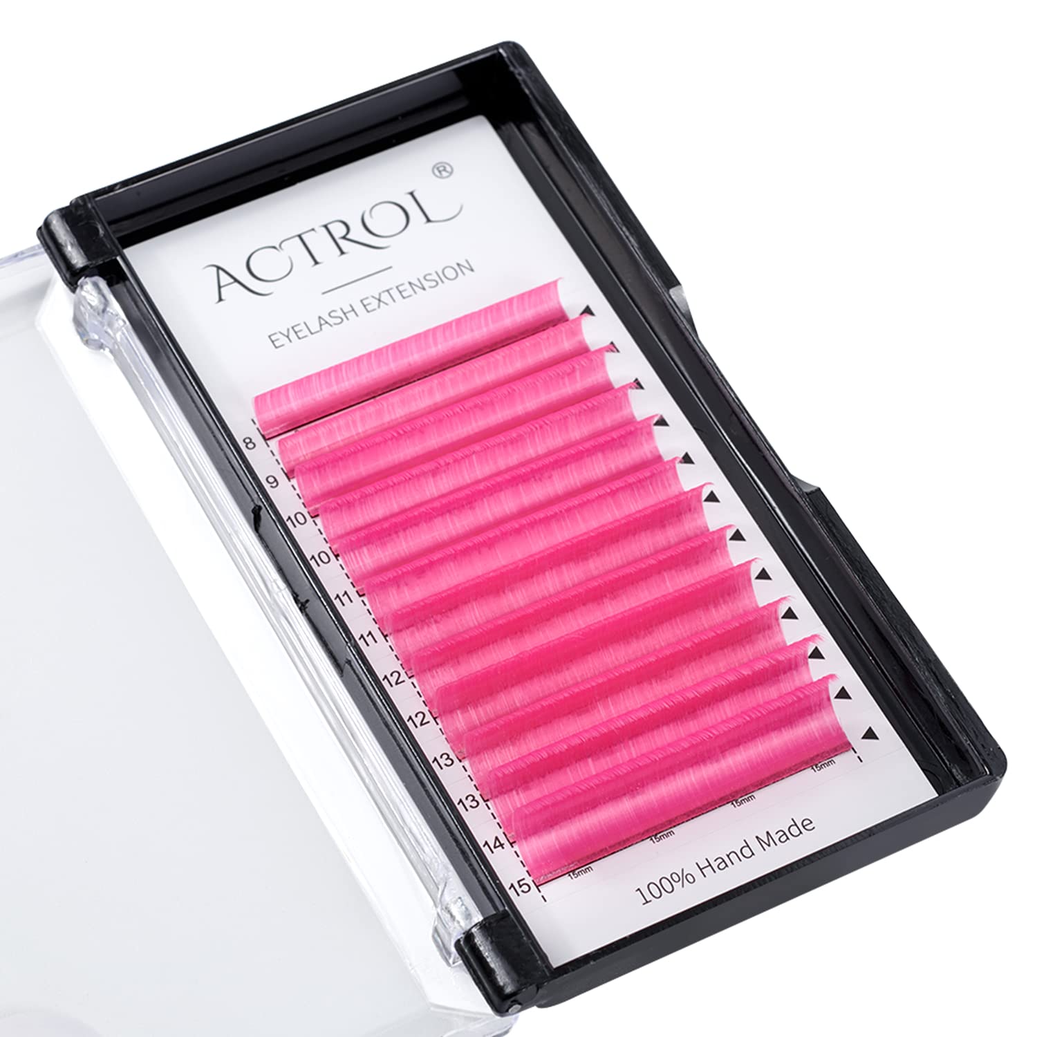 Pink Colored Eyelash Extensions 8-15mm - C Curl 0.07mm Premade Volume Lashes for Easy Fanning | Perfect for Party, Cosplay & Special Occasion Makeup