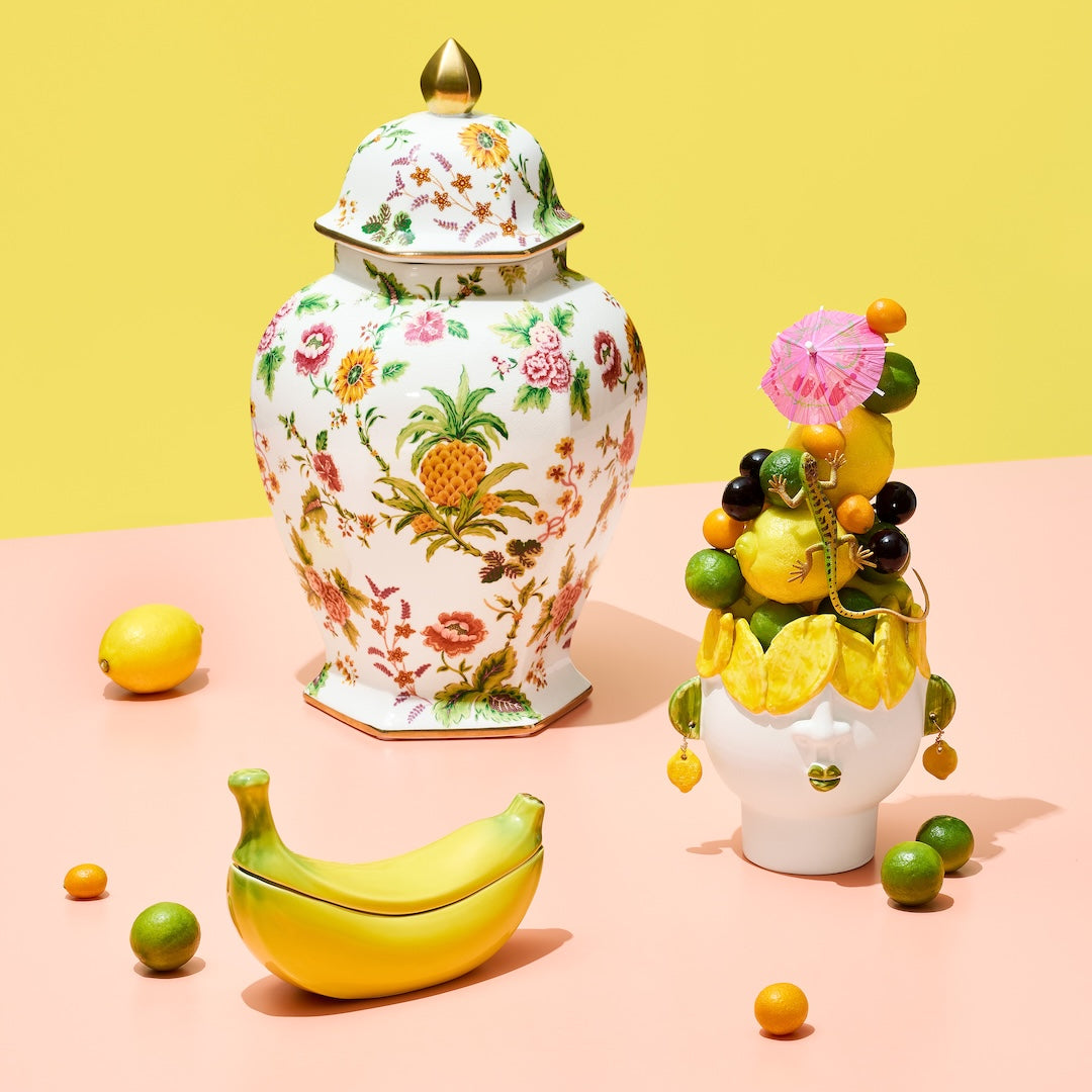 Portsmouth Pineapple Ginger Jar - Handcrafted Ceramic Vase for Home Decor, Perfect for Living Room, Dining Table & Shelf Display