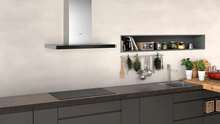Neff 90cm Stainless Steel Range Hood - Powerful N70 D95BMP5N0 Canopy Extractor for Modern Kitchens | Perfect for Cooking, Baking & Smoke Removal
