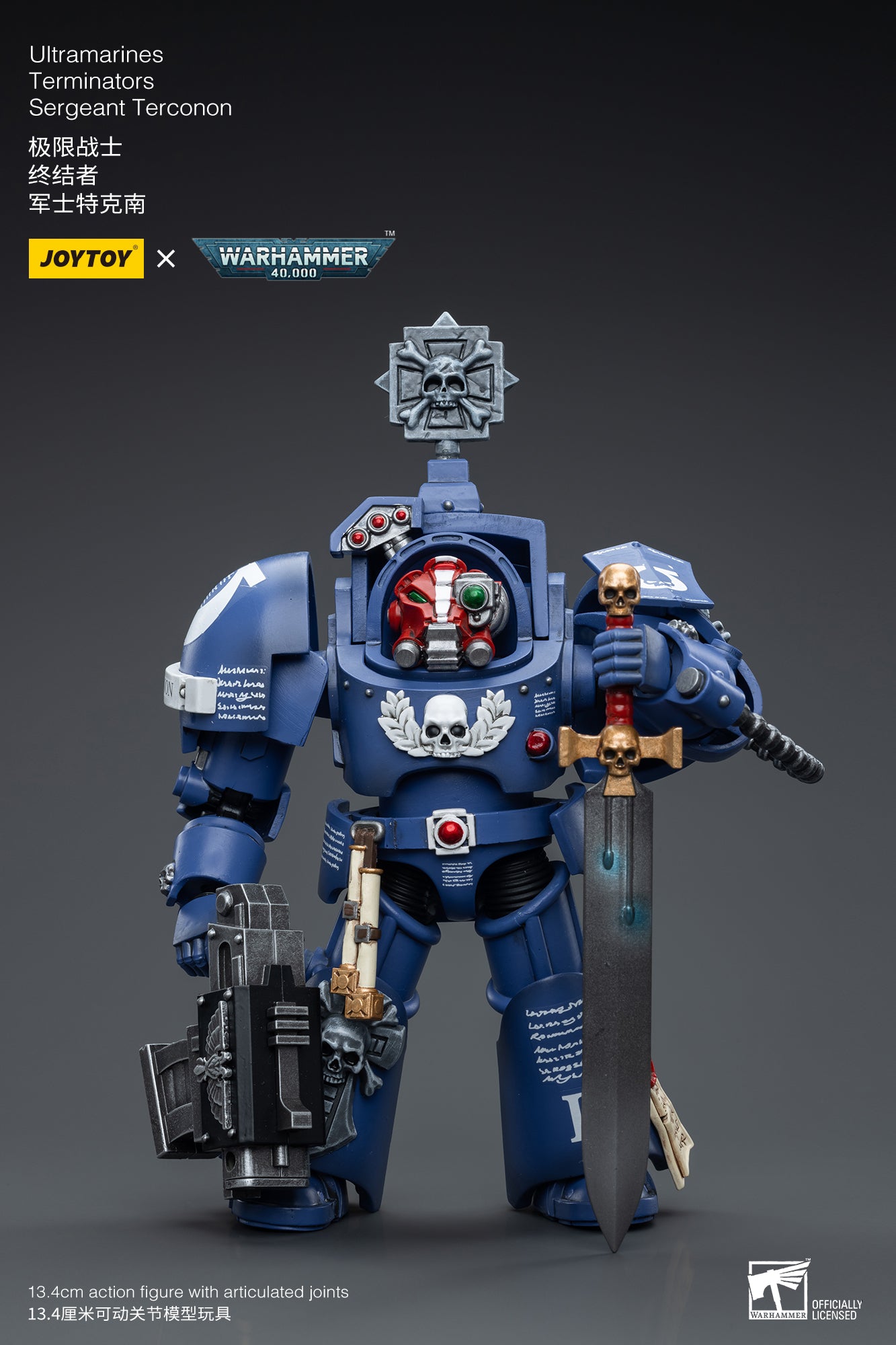 1/18 JOYTOY Warhammer 40K Ultramarines Terminators Sergeant Terconon Action Figure - Collectible Miniature for Tabletop Gaming & Display