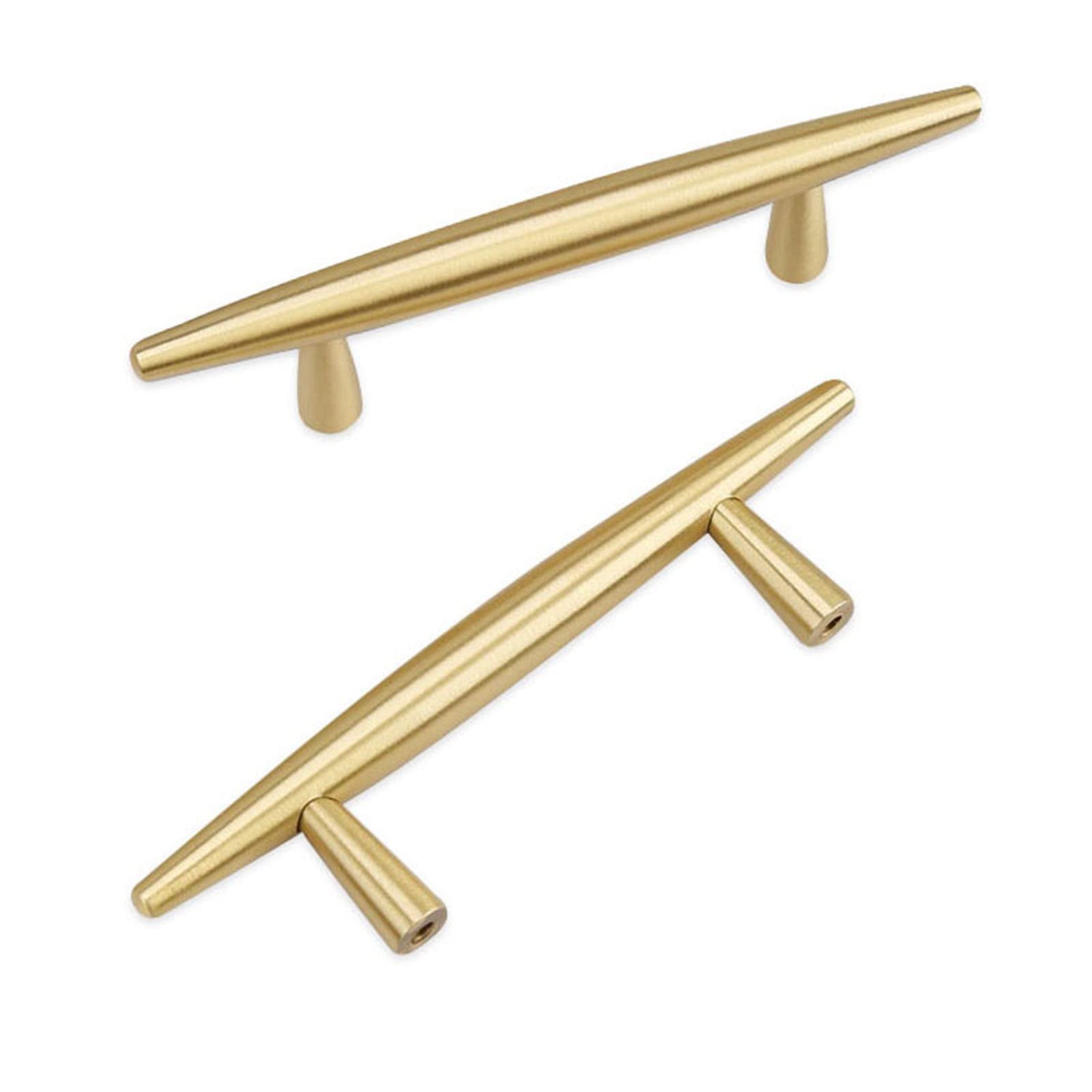 10 Pack Gold Cabinet Handles - Solid Brushed Brass Drawer Pulls - Vintage Style Kitchen & Bathroom Hardware - 5.7 Inch (145mm) Cabinet Knobs for Dresser, Wardrobe & Furniture - Durable & Elegant Home Decor Upgrade