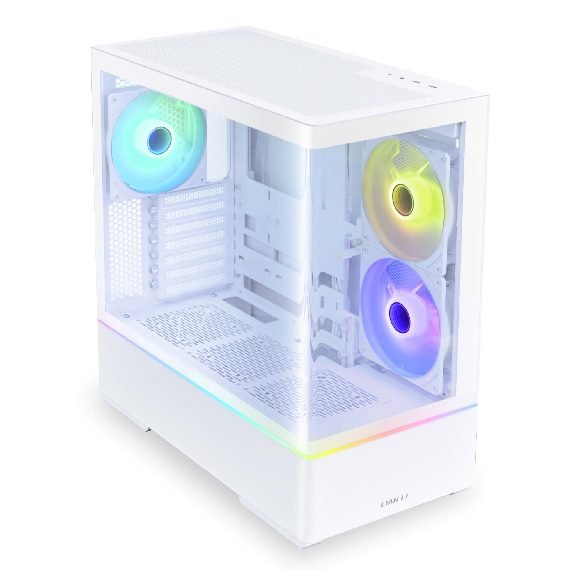 LIAN LI Mid-Tower ATX PC Case with 3 x 140mm ARGB Fans, Tempered Glass Front & Side Panels - Liquid Cooling Ready Gaming Computer Chassis (LL01 RGB - ATX - White) | Perfect for High-Performance Gaming PCs & Custom Water Cooling Builds