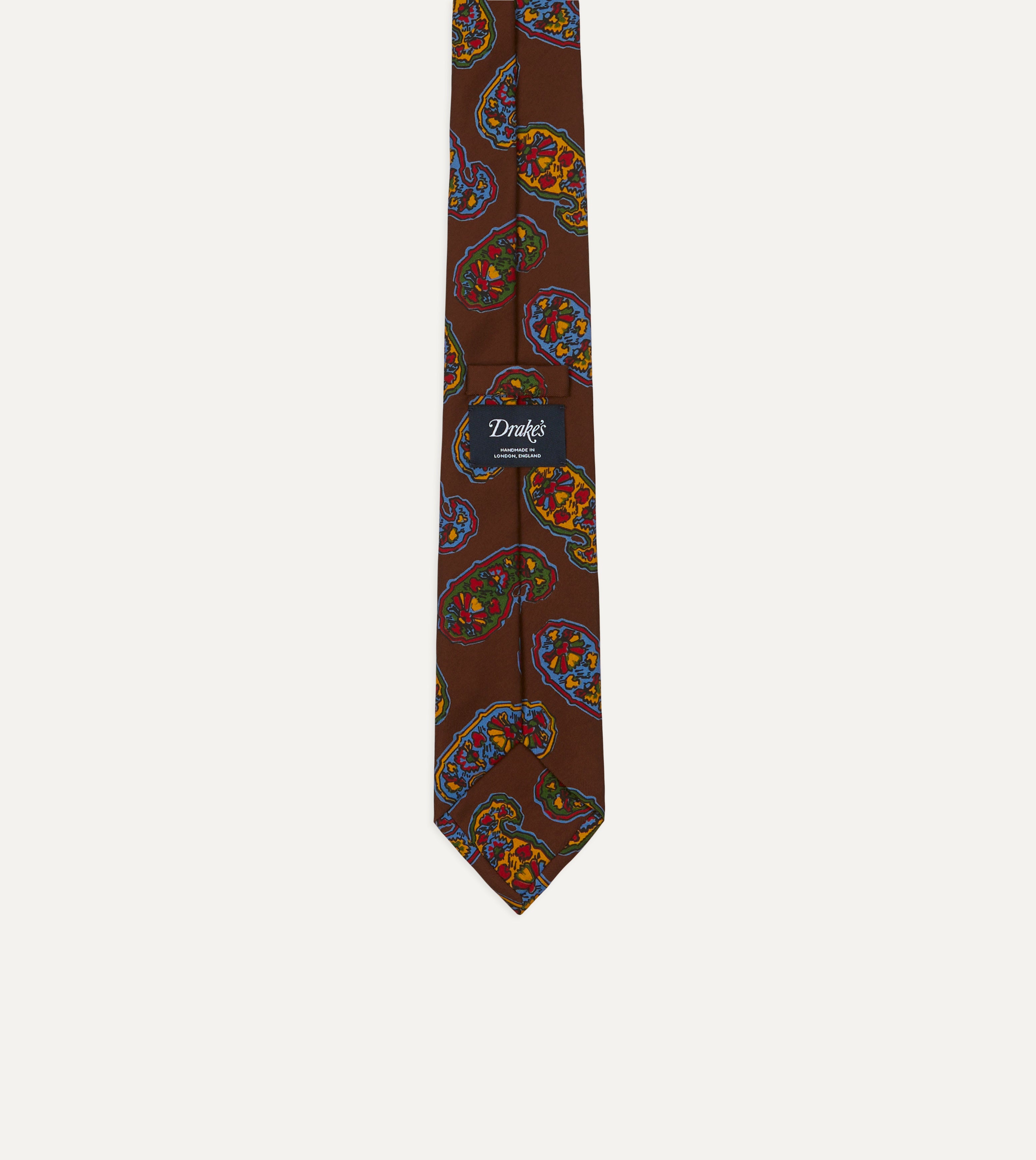 Elegant Brown Large Paisley Print Silk Self-Tipped Necktie - Perfect for Weddings, Business Meetings & Formal Occasions