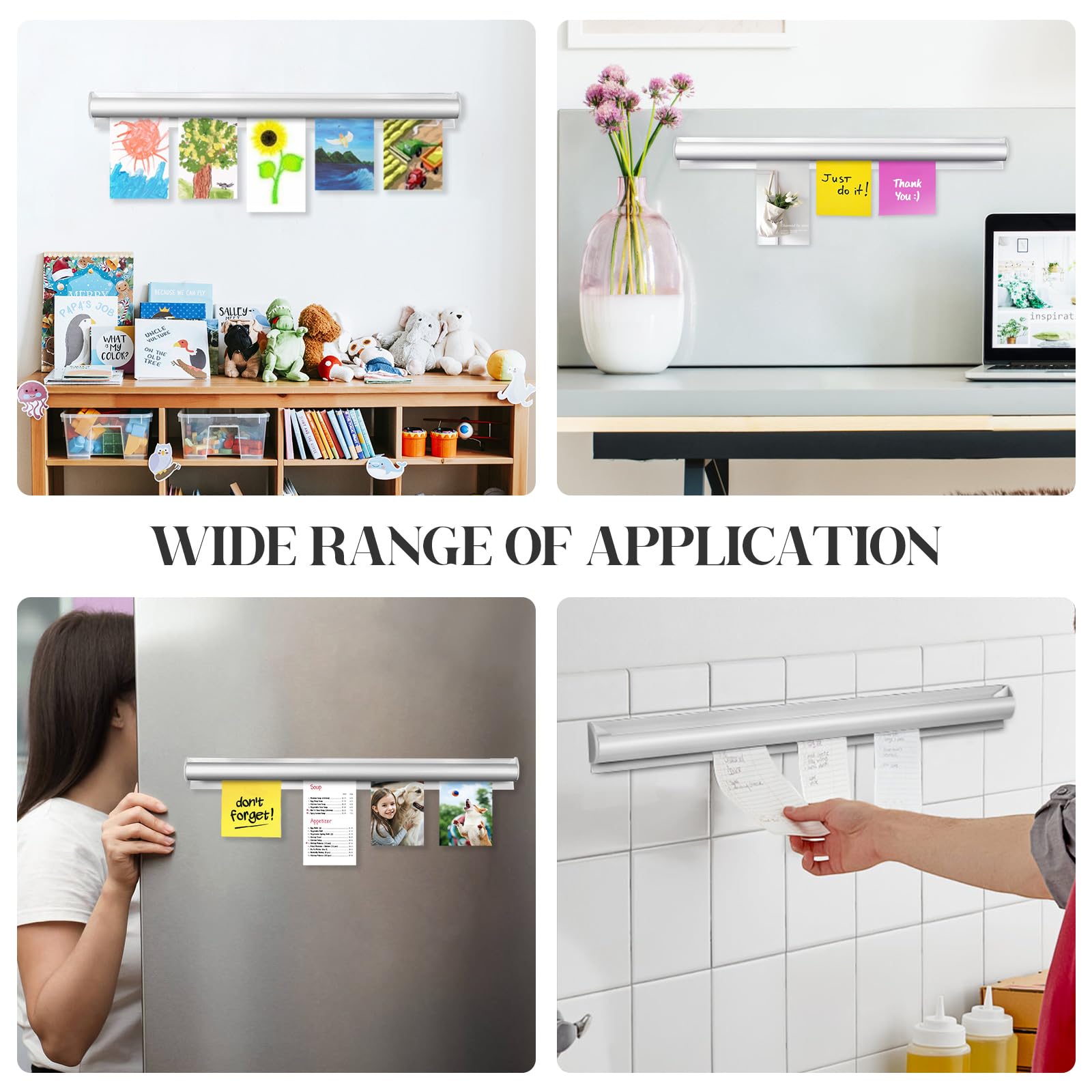 No-Drill Self-Adhesive Aluminum Receipt Holder for Restaurants - Easy to Clean Kitchen Order Ticket Strip for Office, Cafe & Commercial Use - Perfect for Organizing Bills, Tickets & Receipts in Food Service Businesses