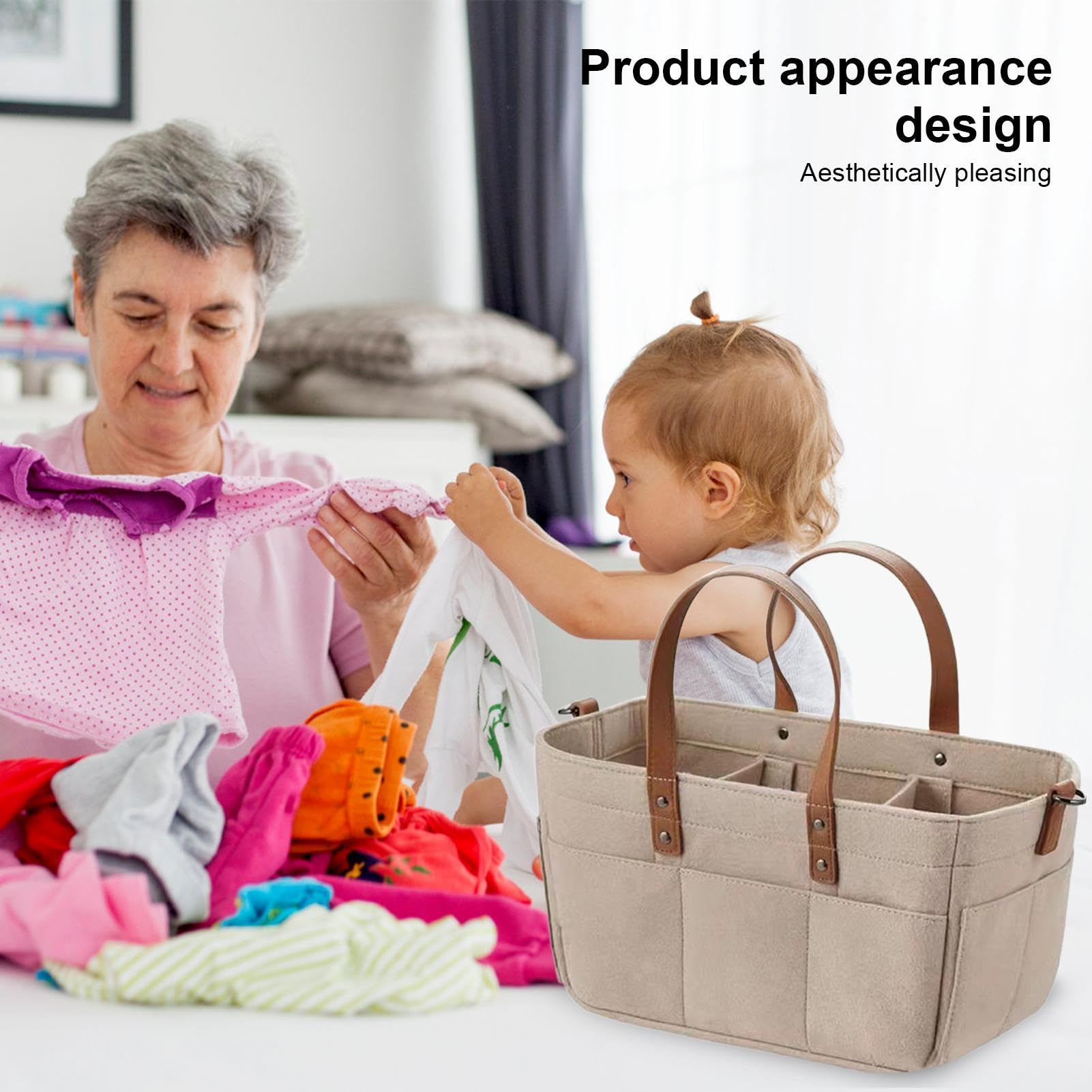 Baby Diaper Caddy Organizer - Multifunctional Rope Diaper Bag for Storage of Wipes, Toys, Diapers & Bottles - Portable Nursery Essentials Holder for Home, Travel & On-the-Go Parenting