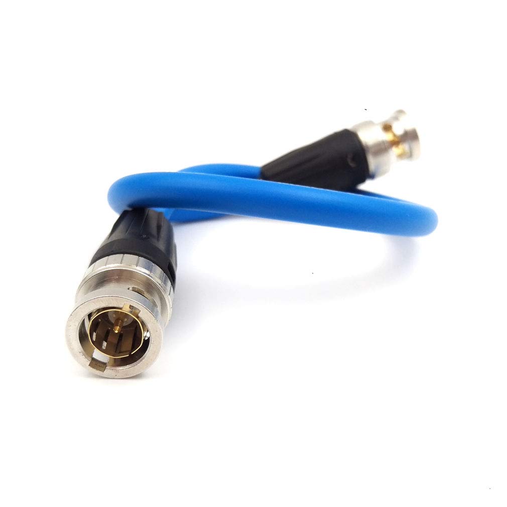 High-Quality SDI Video Cable Neutrik BNC to BNC Coiled Cable - Canare SDI Cable for SmallHD Monitors (10cm/3.94in, Blue) - Perfect for Studio, Broadcast & Live Production Setups