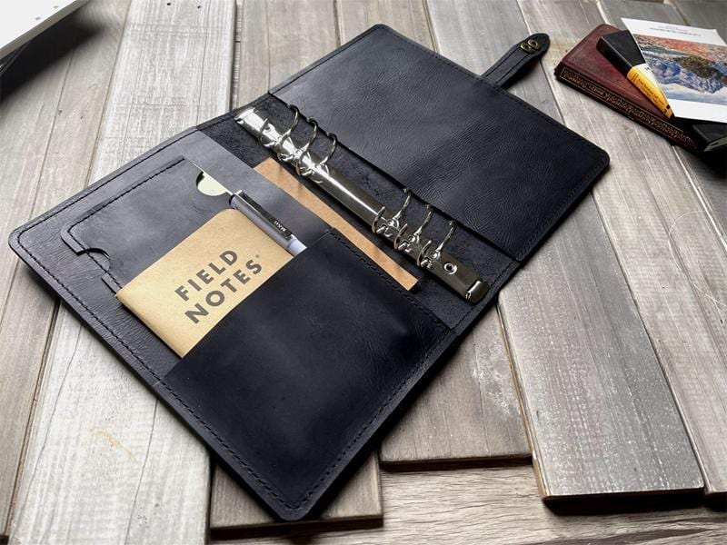 Premium Refillable Black Leather Journal for Writing, Sketching & Note Taking - Perfect for Travel, Office & Gift Giving