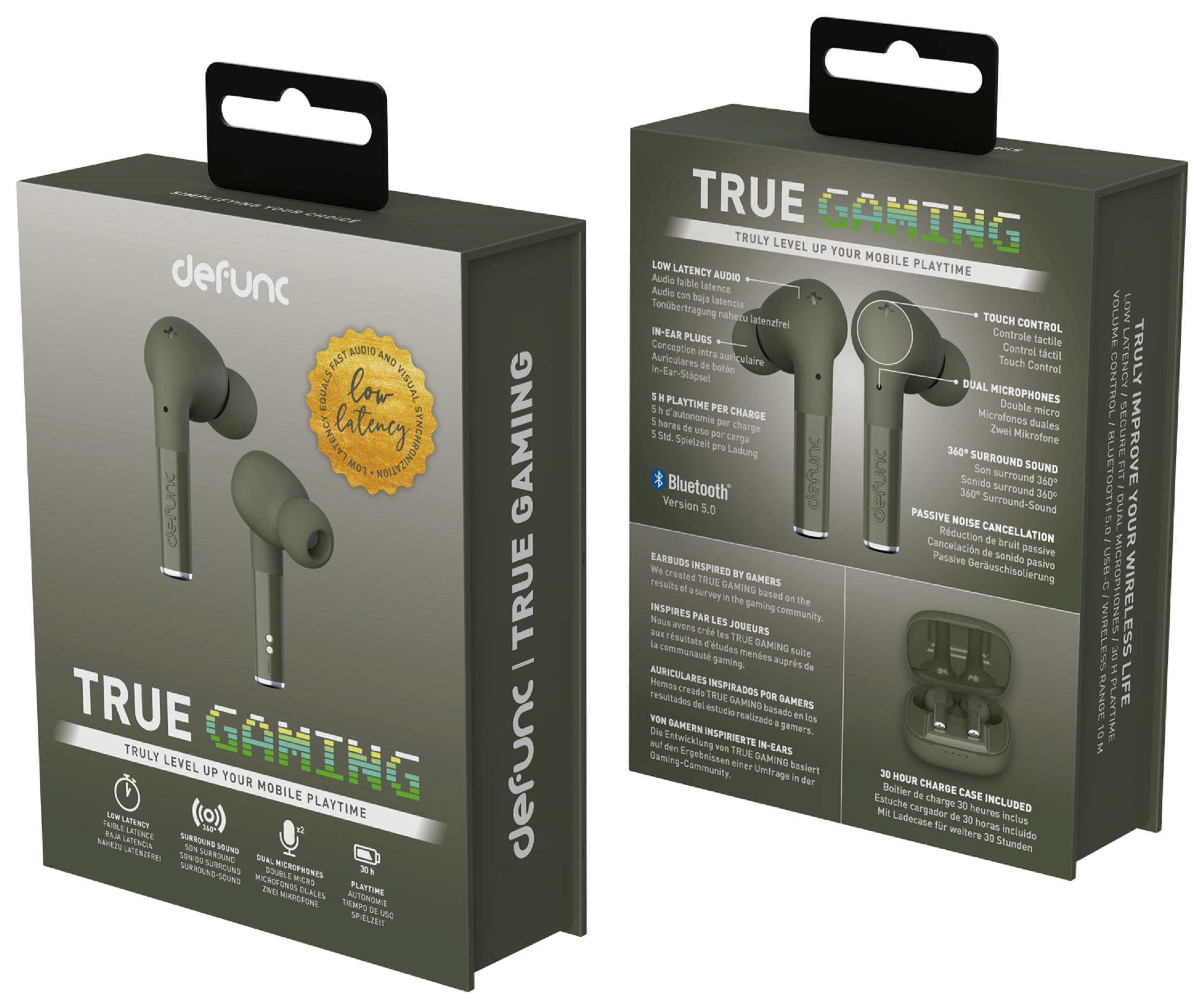 DEFUNC True Gaming Headset with Noise Cancellation - Wireless Over-Ear Headphones for PC, PS5, Xbox - Perfect for Competitive Gaming & Streaming
