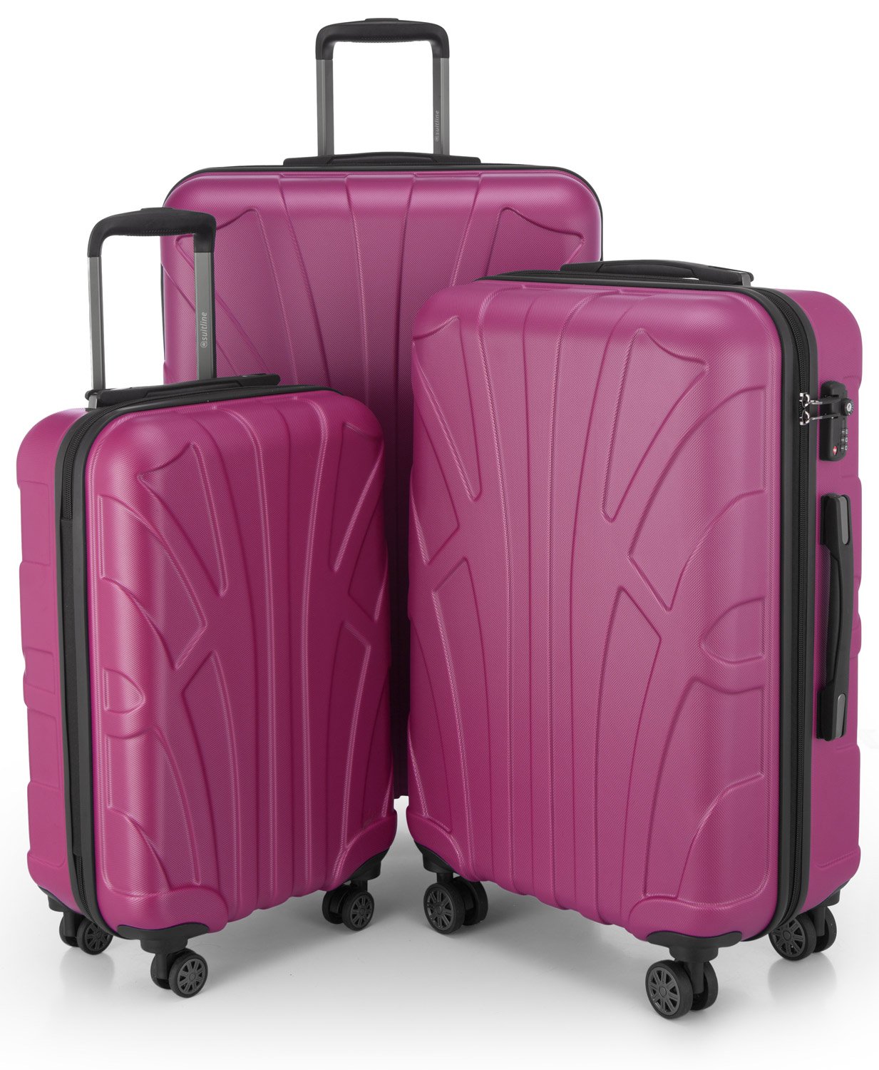 Suitline 3-Piece Pink Luggage Set - Lightweight Spinner Suitcases for Women & Men, Perfect for Travel, Business Trips & Vacations