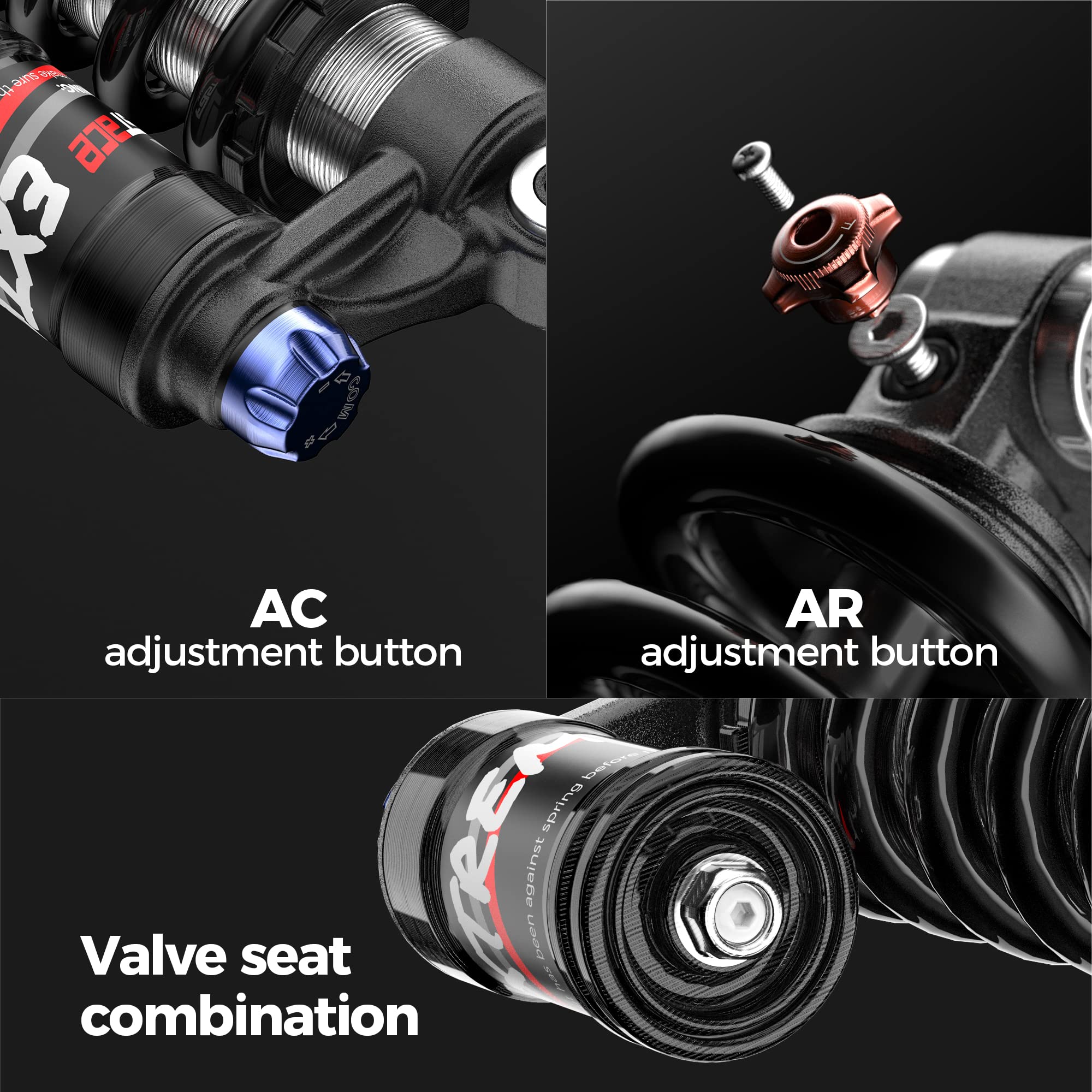 Premium MTB Rear Shock Suspension - 265mm Travel, 550lbs Coil Spring, Oil & Air Damping - Compatible with Mountain Bikes, Downhill Bikes & E-Bikes | Perfect for Trail Riding, Downhill Racing & Off-Road Adventures