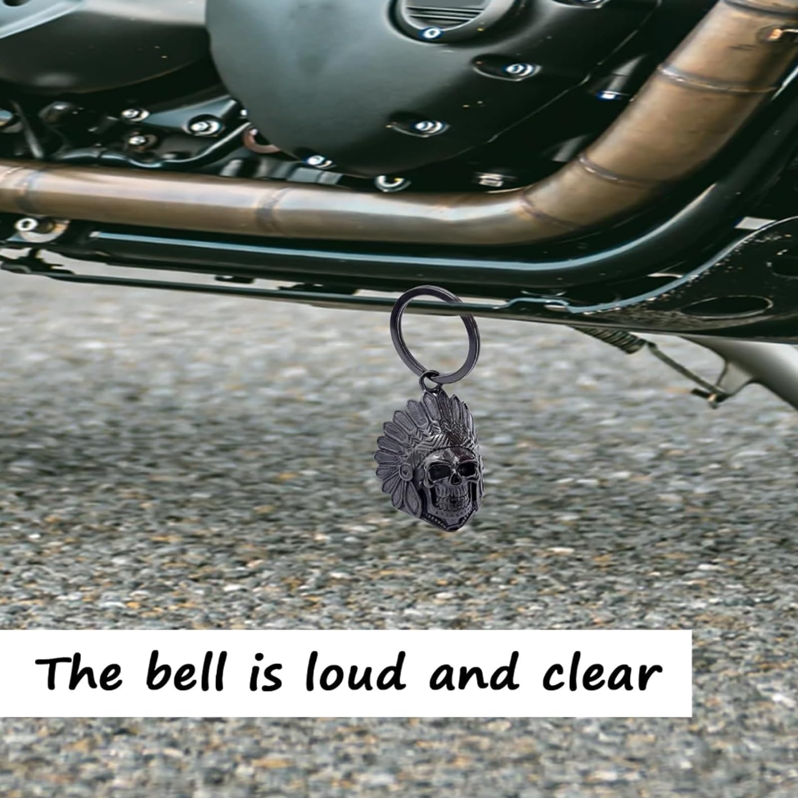 Motorcycle Skull Bell - Protective Biker Keychain for Riders | Durable Motorcycle Accessories for Safety & Style | Perfect for Harley, Cruiser & Chopper Bikes