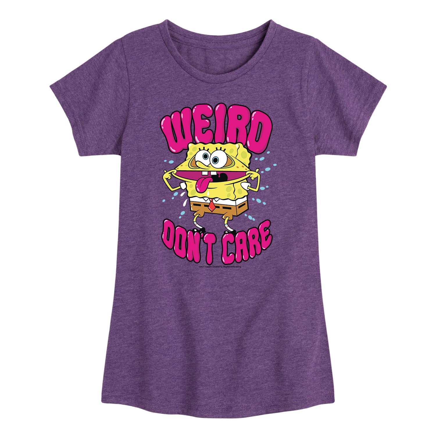 HYBRID APPAREL Spongebob Squarepants Weird Graphic Girls Short Sleeve T-Shirt - Funny Cartoon Tee for Casual Wear, School & Fan Gifts