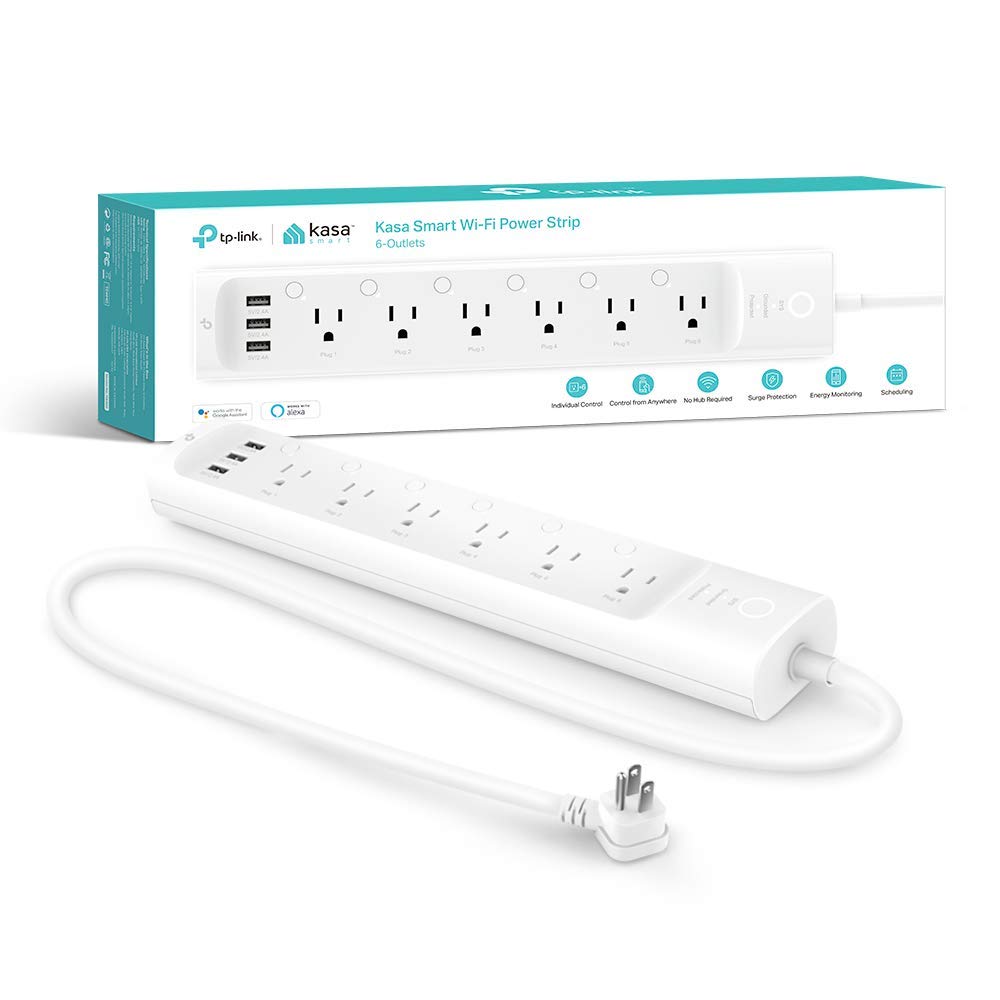 Kasa Smart Plug Power Strip HS300 & Smart Plug HS103P4 Bundle - WiFi Outlet for Remote Control | Smart Home Automation for Lamps, Fans & Electronics | Works with Alexa & Google Assistant