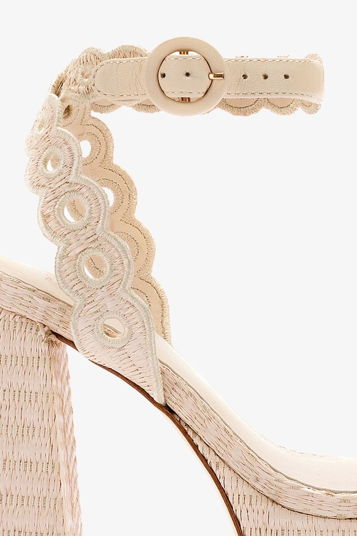 Natural Raffia Dolly Broderie Sandal - Women's Comfortable Handmade Summer Sandals for Beach, Vacation & Casual Outings