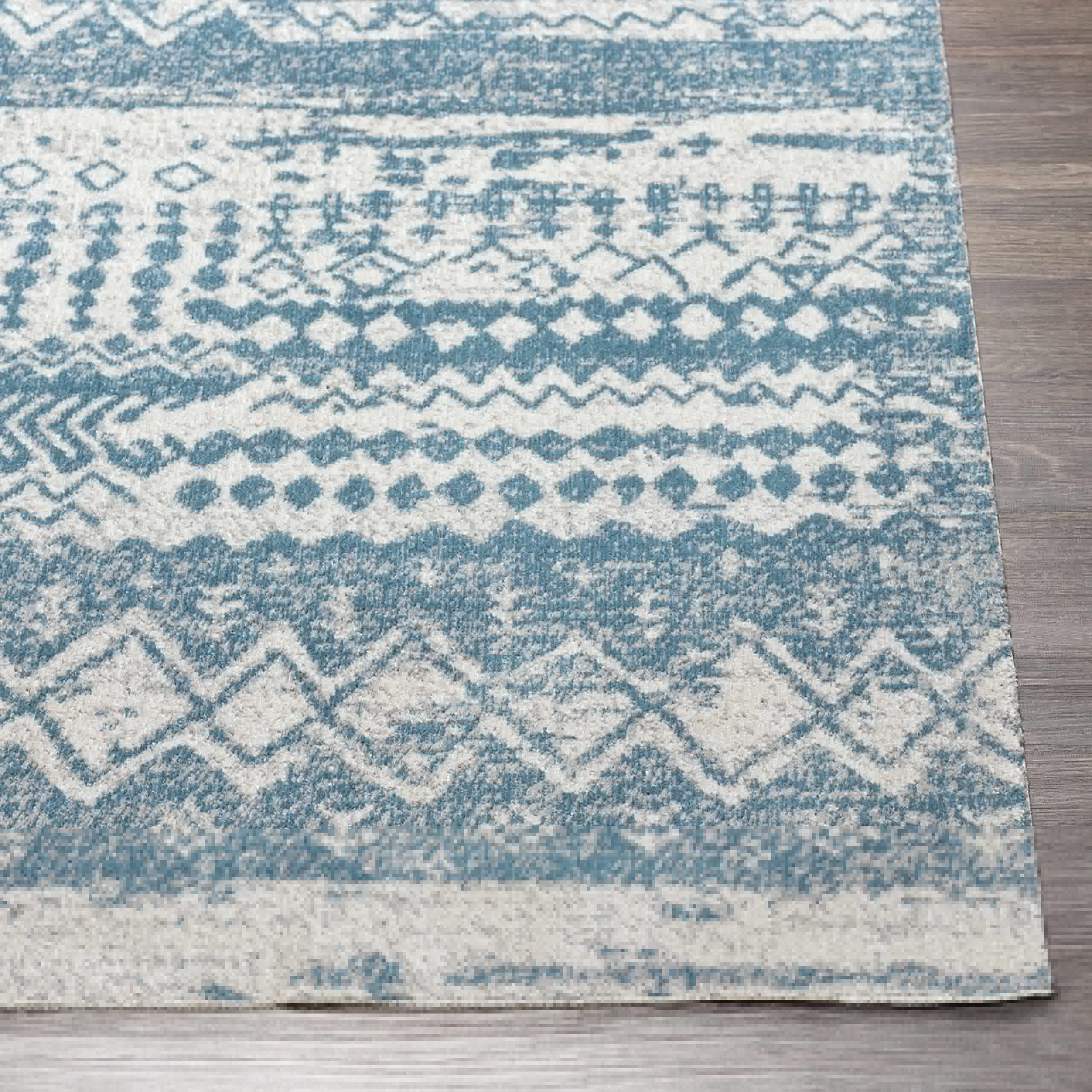 Hauteloom Fatsa Washable Area Rug - Blue & Gray Round 6'7