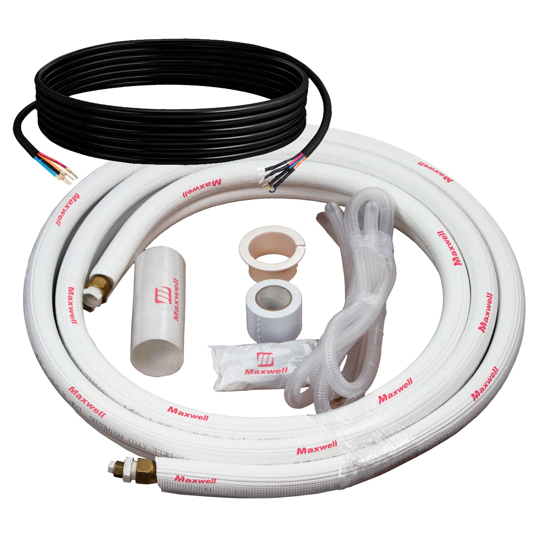 1/4 x 1/2 Inch Mini Split Refrigerant Line Set - 33 Feet Pre-Flared with Interconnecting Electrical Wires - Perfect for HVAC Installation, AC Repair, and DIY Projects
