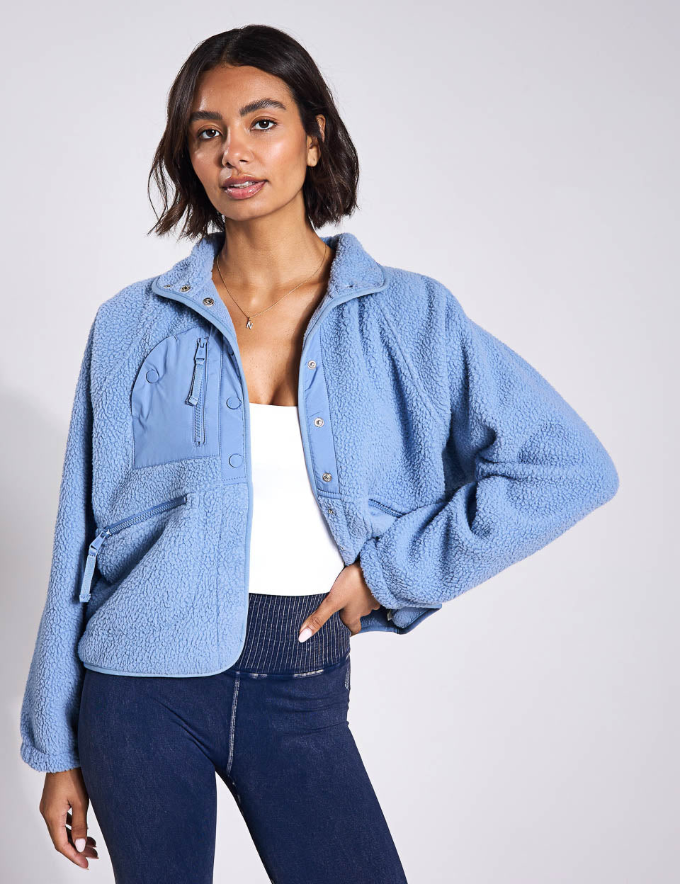 Hit The Slopes Fleece Jacket - Blue Grey | Warm Winter Outerwear for Skiing, Snowboarding & Outdoor Adventures