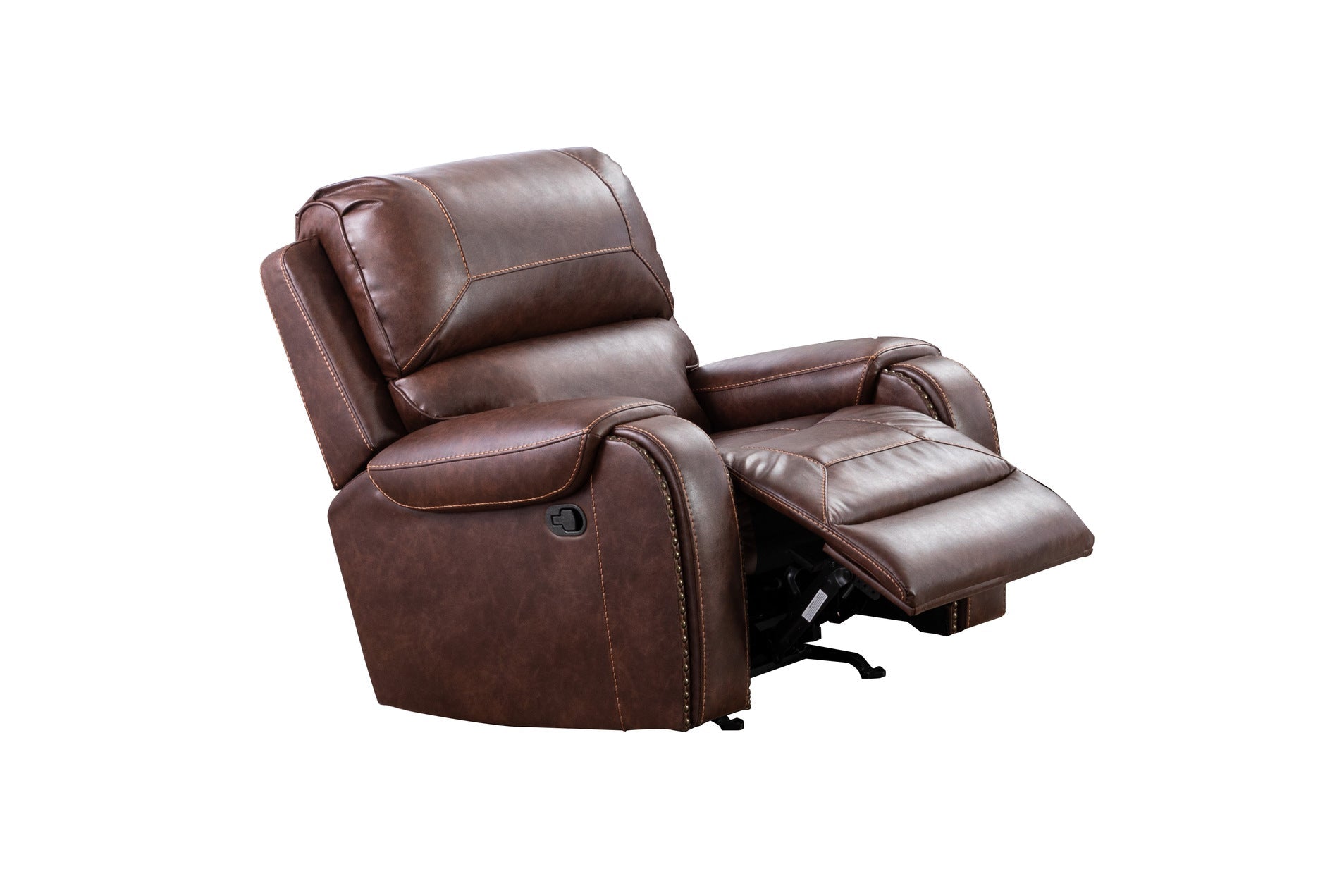 Caesar Brown Reclining Living Room Set - 3-Piece Leather Recliner Sofa with Cup Holders | Perfect for Family Movie Nights & Home Theater Lounging