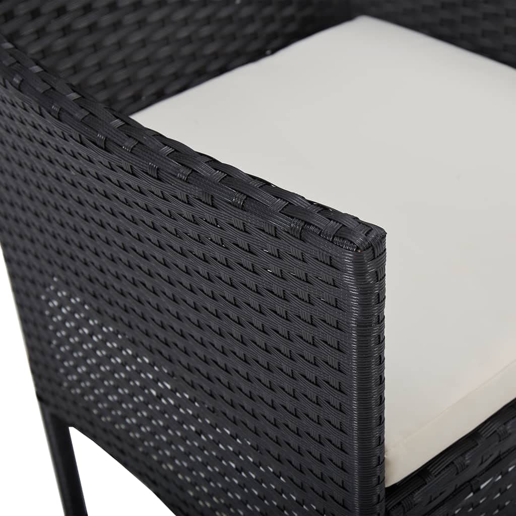 **2-Piece Black Poly Rattan Outdoor Dining Chairs - Patio, Deck, Garden, Lawn, Terrace & Backyard Seating - Weather-Resistant Wicker Furniture for Relaxing & Entertaining**