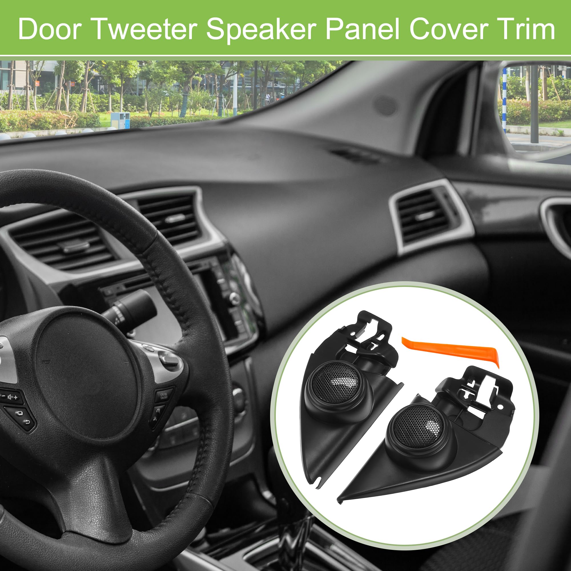 ACROPIX ABS Black Front Car Door Speaker Panel & Window Pillar Cover Trim with Tweeter - Compatible with Volkswagen Jetta 2013-2019 (2-Pack) | Easy Installation with Screwdriver | Perfect for Car Audio Upgrades & Interior Customization
